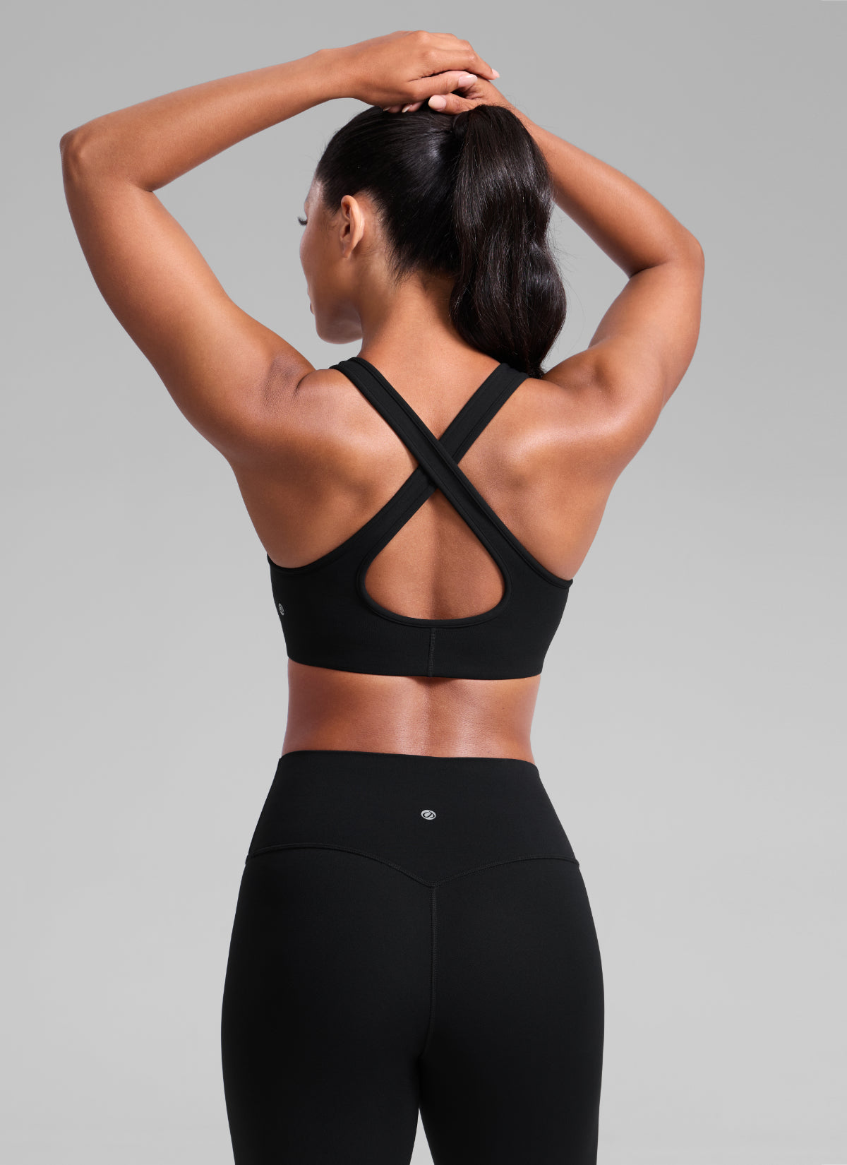 CRZ YOGA Women Butterlift® Sujetador Espalda Cruzada Tirantes Anchos Negro