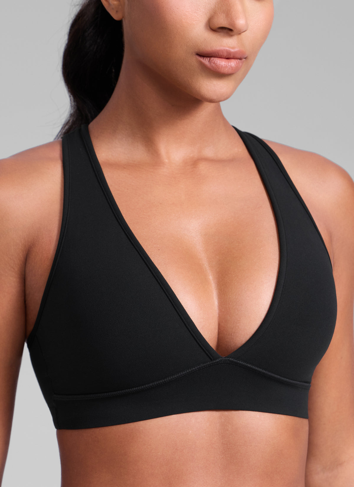 CRZ YOGA Women Butterlift® Sujetador Espalda Cruzada Tirantes Anchos Negro