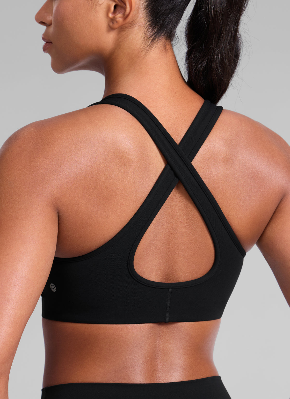 CRZ YOGA Women Butterlift® Sujetador Espalda Cruzada Tirantes Anchos Negro