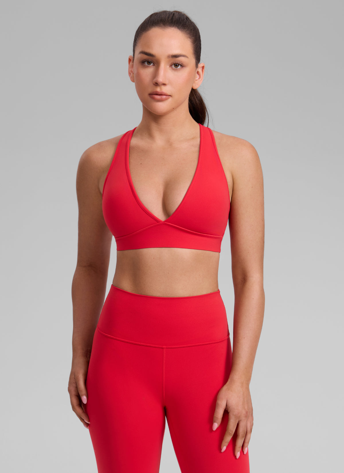 CRZ YOGA Women Butterlift® Sujetador Espalda Cruzada Tirantes Anchos Rojo Aurora