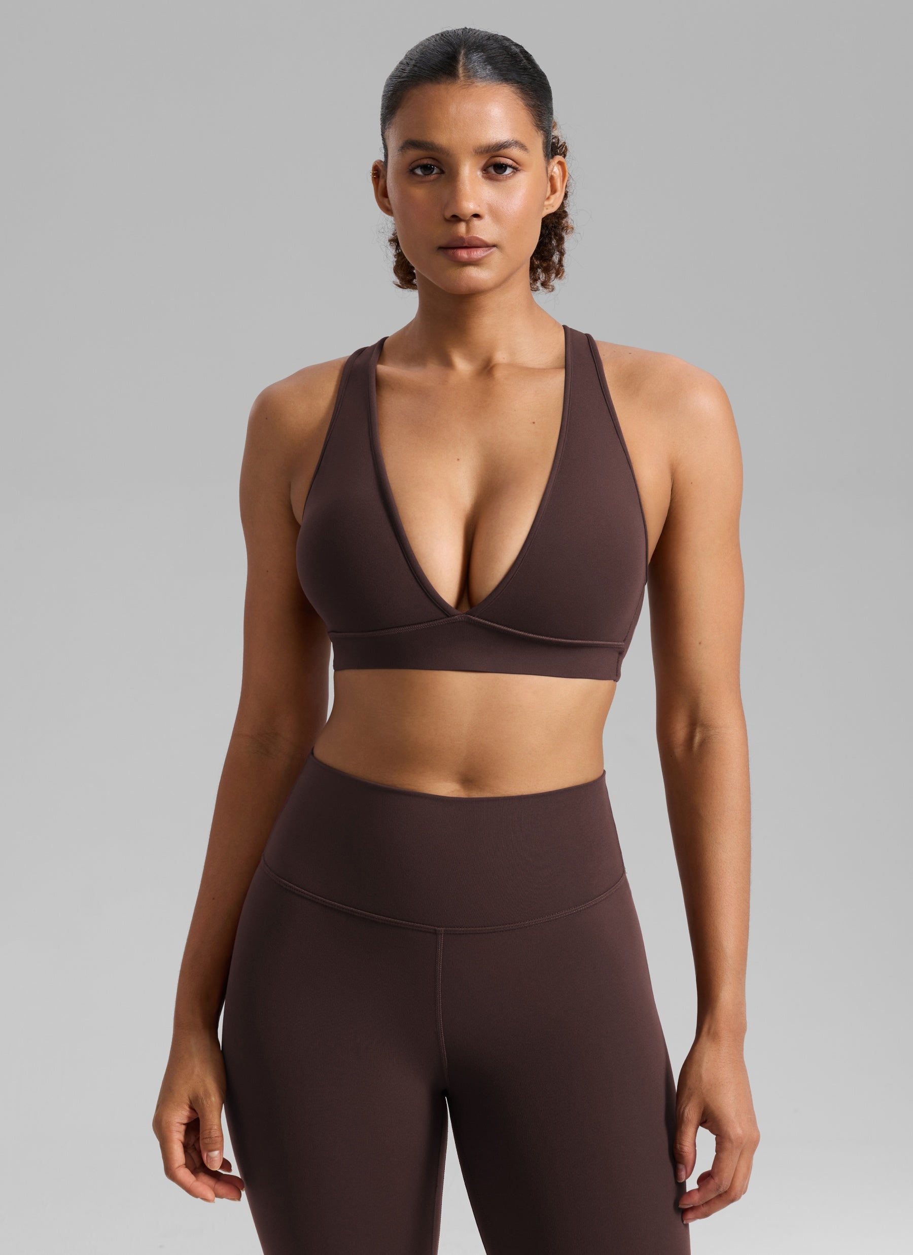 CRZ YOGA Women Butterlift® Sujetador Espalda Cruzada Tirantes Anchos Marrón Fudge Caliente