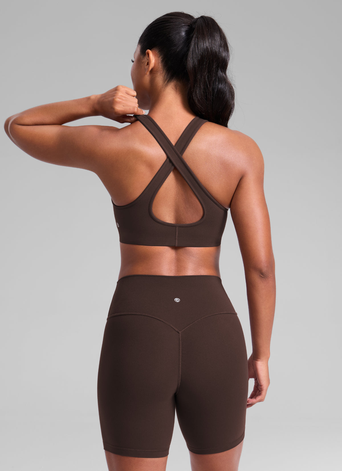 CRZ YOGA Women Butterlift® Sujetador Espalda Cruzada Tirantes Anchos Marrón Fudge Caliente