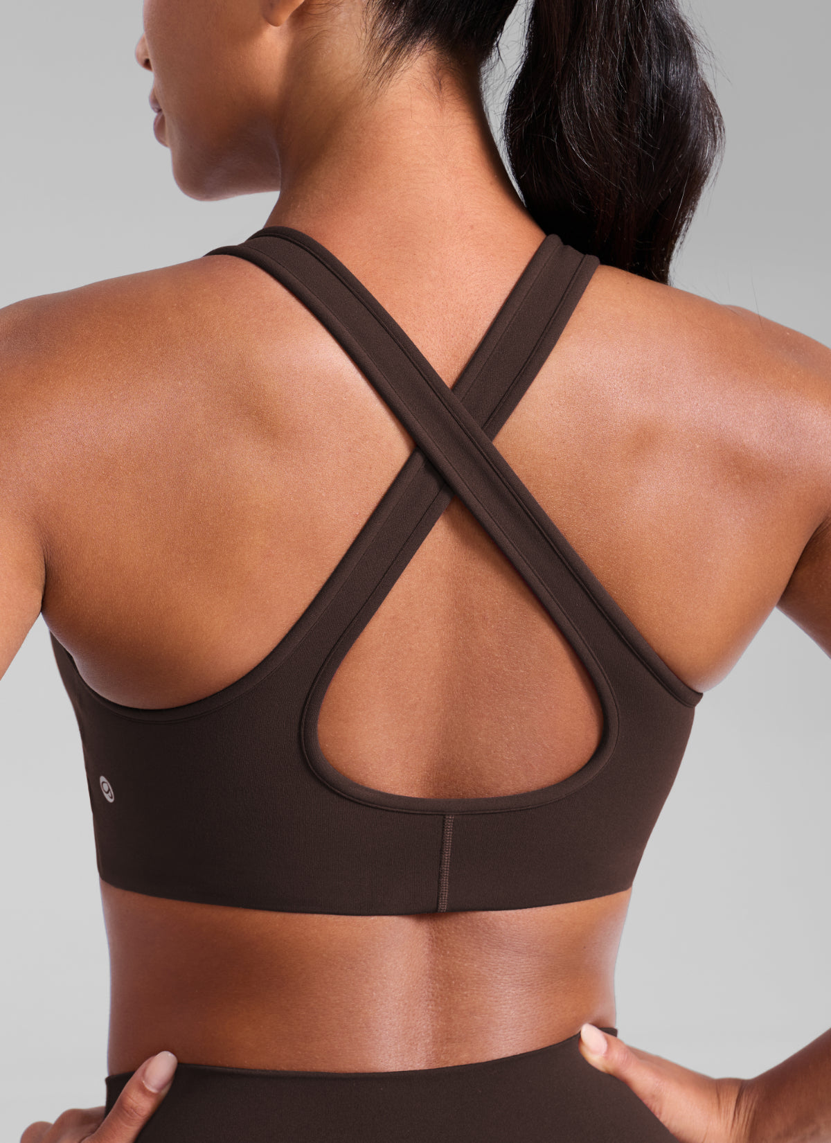 CRZ YOGA Women Butterlift® Sujetador Espalda Cruzada Tirantes Anchos Marrón Fudge Caliente