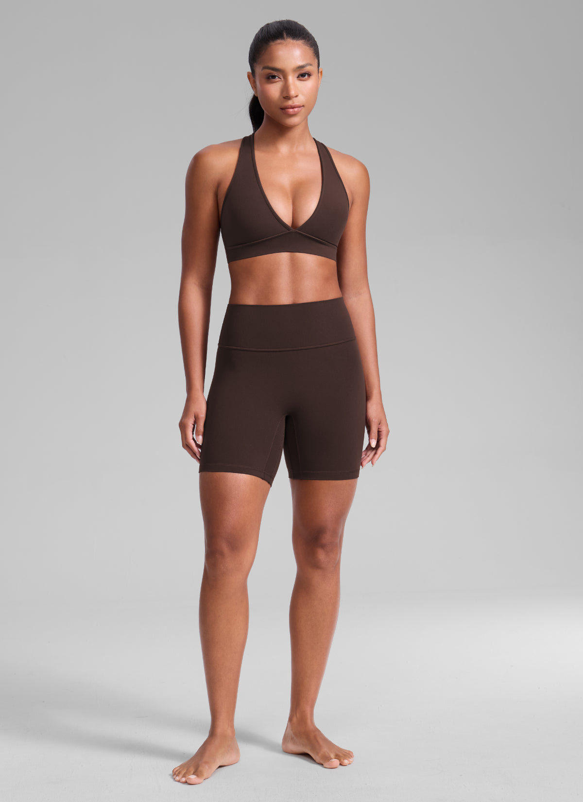 CRZ YOGA Women Butterlift® Sujetador Espalda Cruzada Tirantes Anchos Marrón Fudge Caliente
