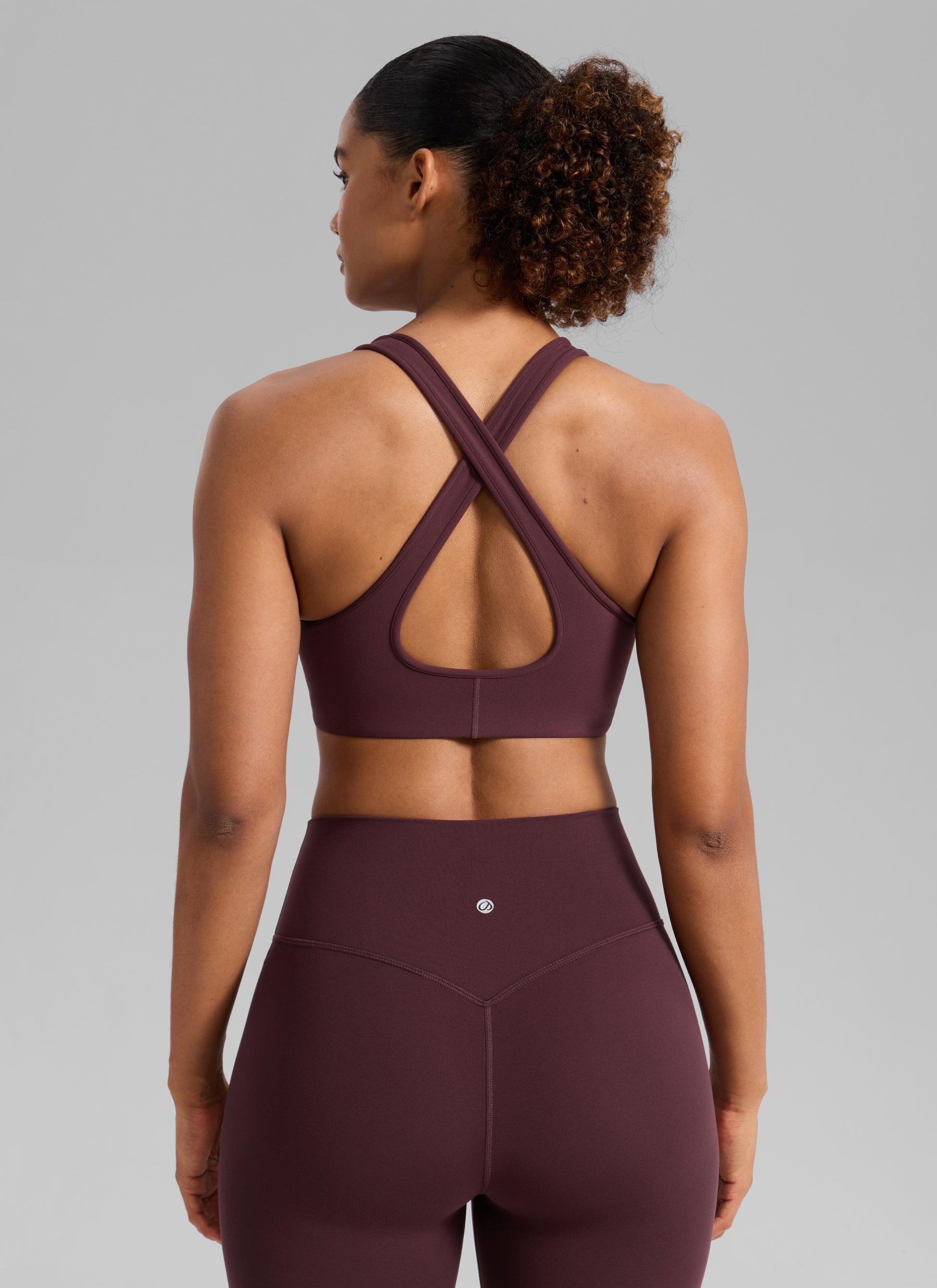 CRZ YOGA Women Butterlift® Sujetador Espalda Cruzada Tirantes Anchos Ciruela madura