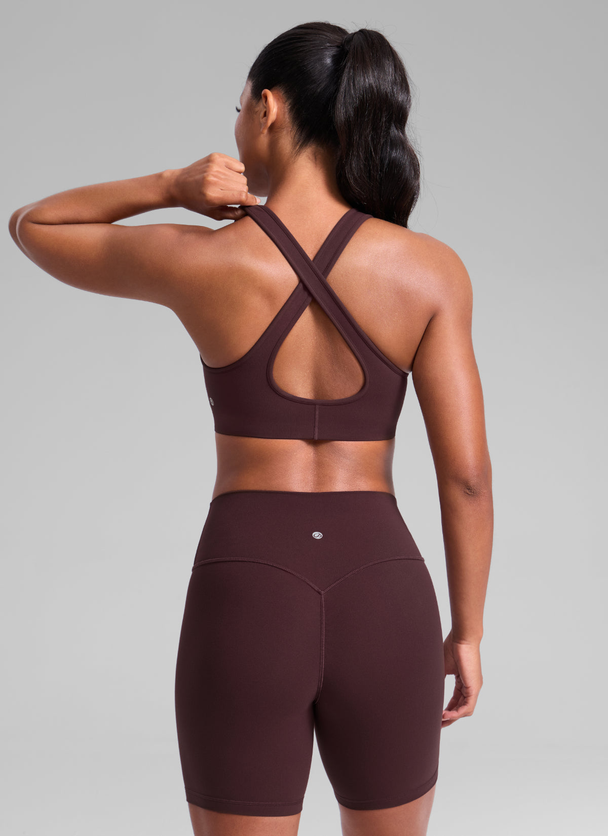 CRZ YOGA Women Butterlift® Sujetador Espalda Cruzada Tirantes Anchos Ciruela madura