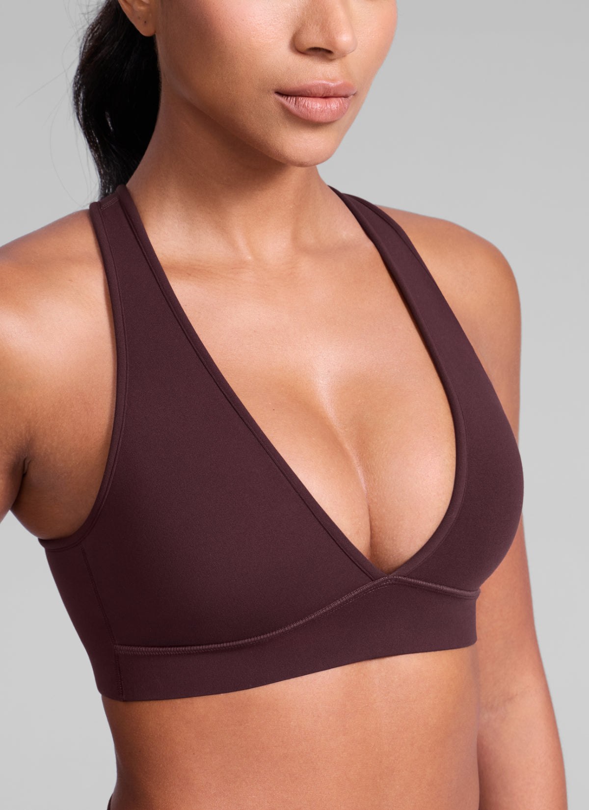 CRZ YOGA Women Butterlift® Sujetador Espalda Cruzada Tirantes Anchos Ciruela madura