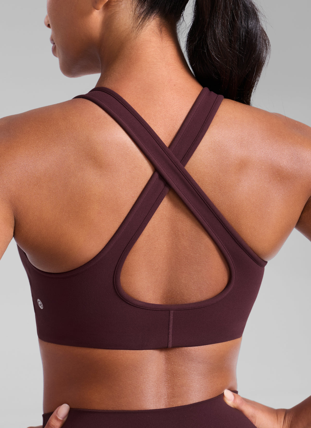 CRZ YOGA Women Butterlift® Sujetador Espalda Cruzada Tirantes Anchos Ciruela madura