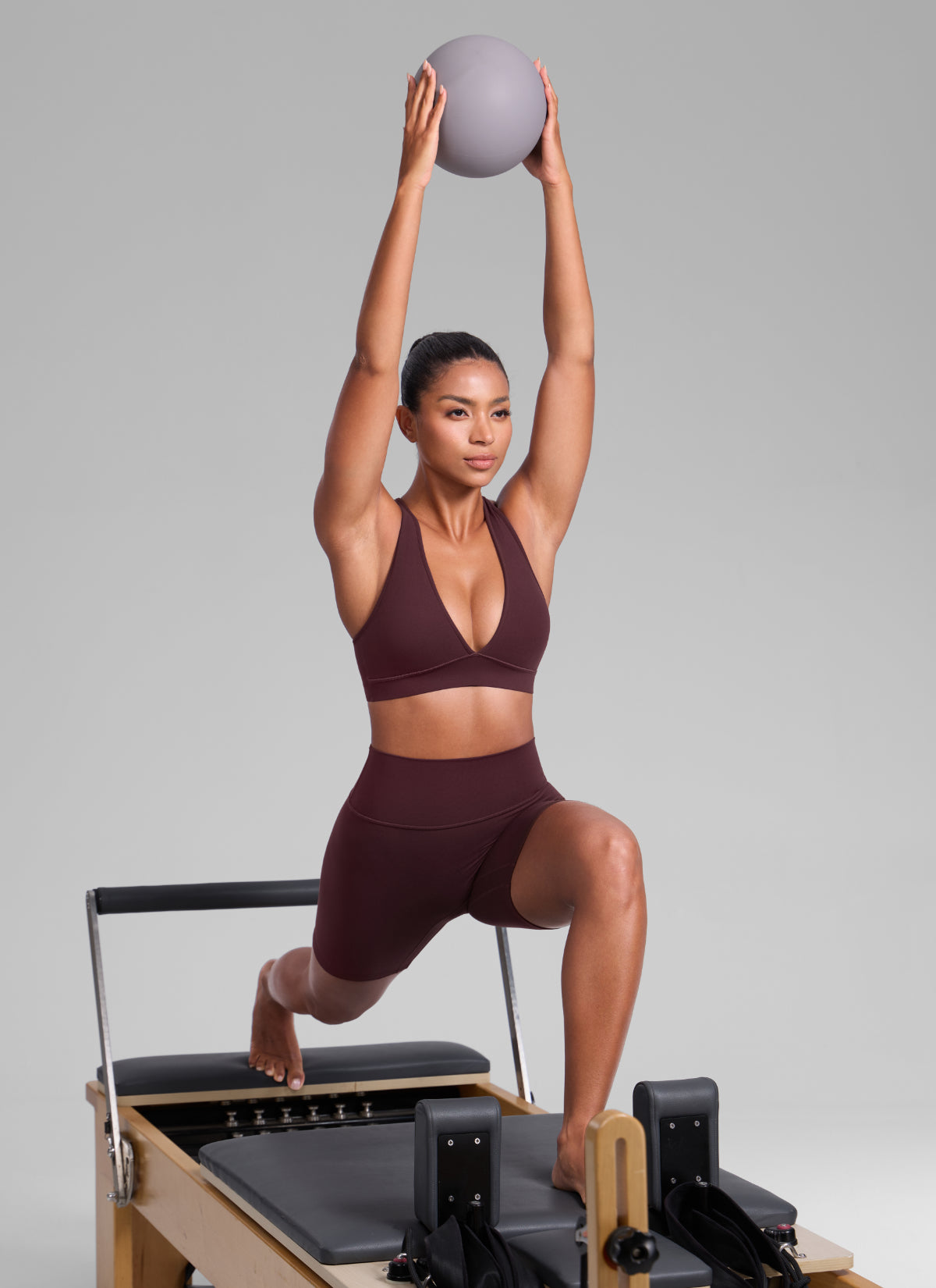 CRZ YOGA Women Butterlift® Sujetador Espalda Cruzada Tirantes Anchos Ciruela madura
