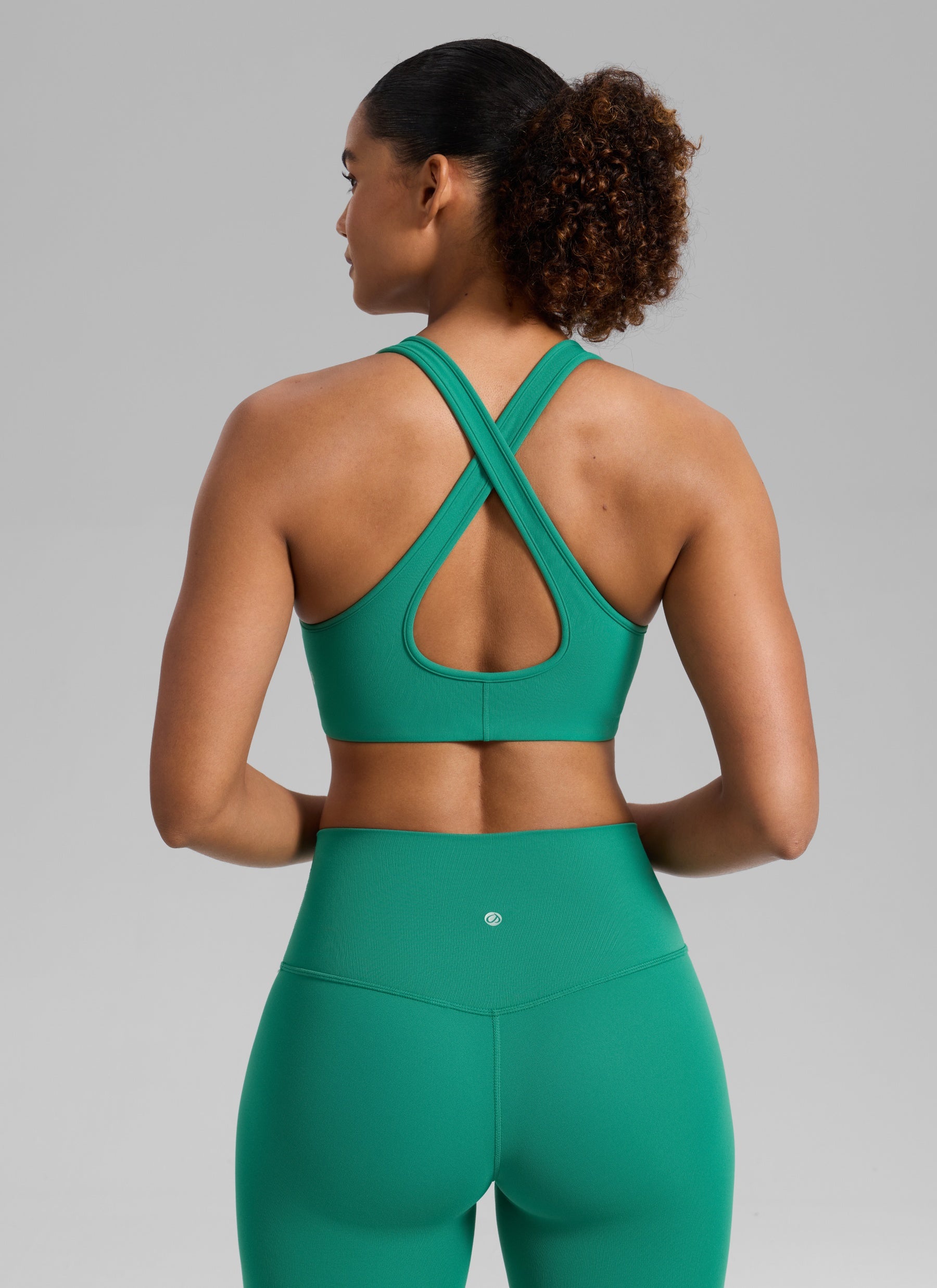 CRZ YOGA Women Butterlift® Sujetador Espalda Cruzada Tirantes Anchos Verde Cascadia