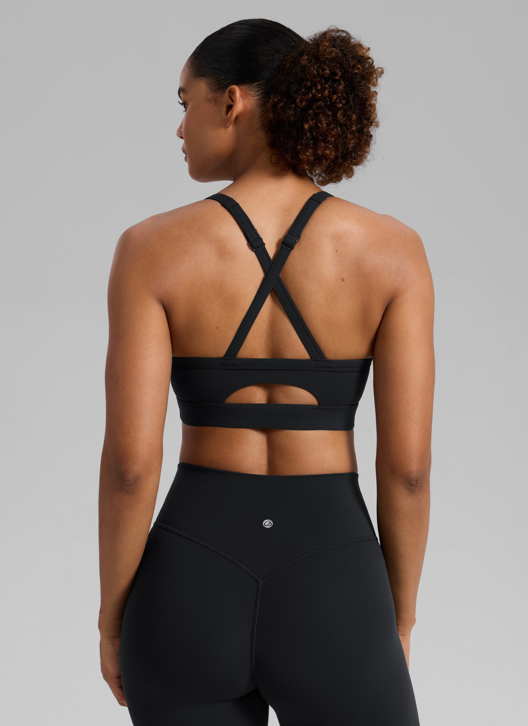 CRZ YOGA Mujer Butterlift Sujetador Deportivo Espalda Cruzada U Cuello Negro