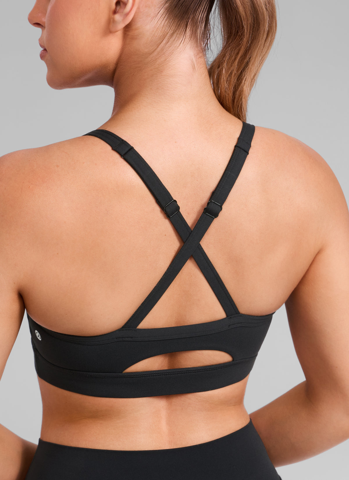 CRZ YOGA Mujer Butterlift Sujetador Deportivo Espalda Cruzada U Cuello Negro