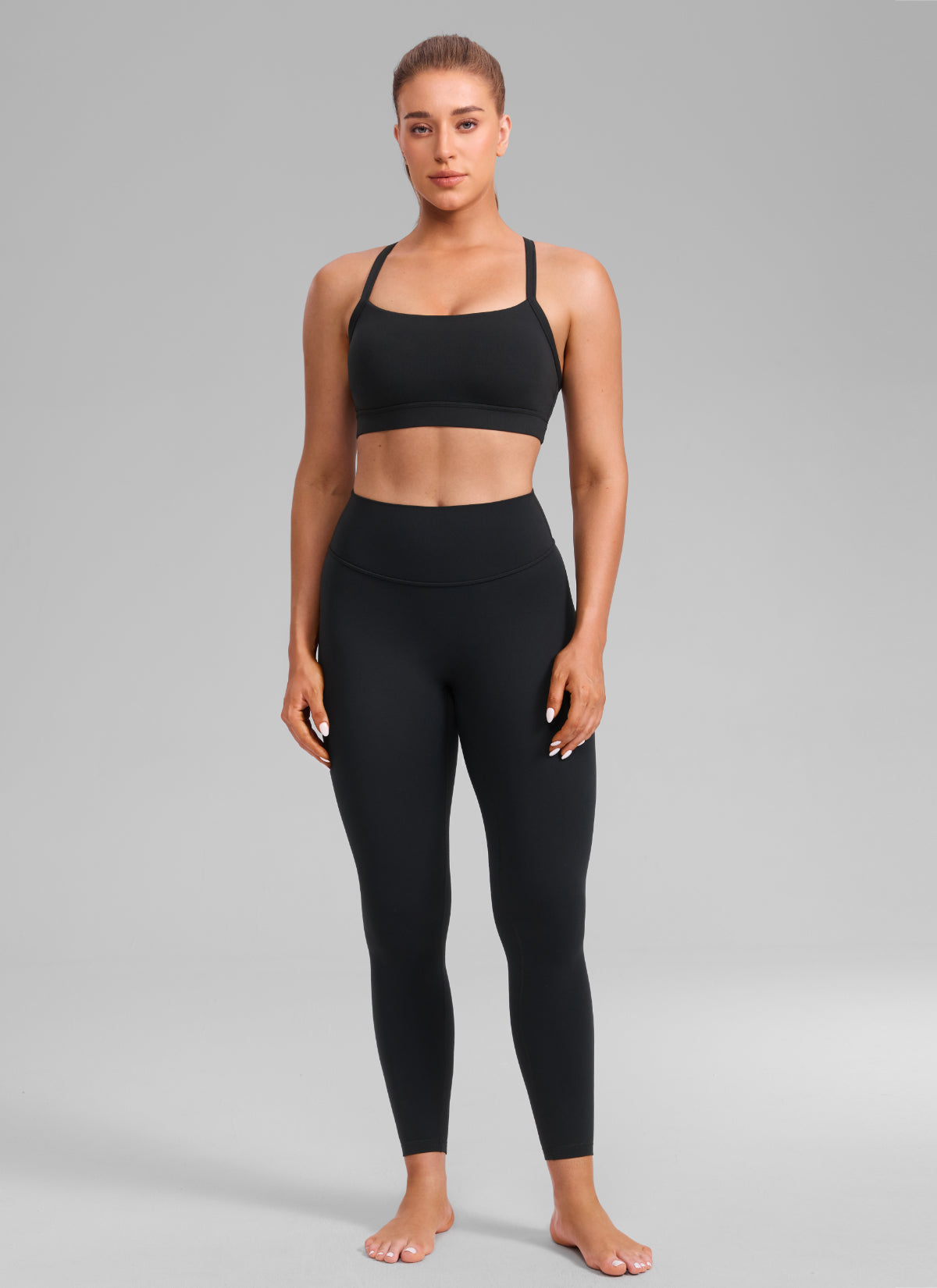 CRZ YOGA Mujer Butterlift Sujetador Deportivo Espalda Cruzada U Cuello Negro