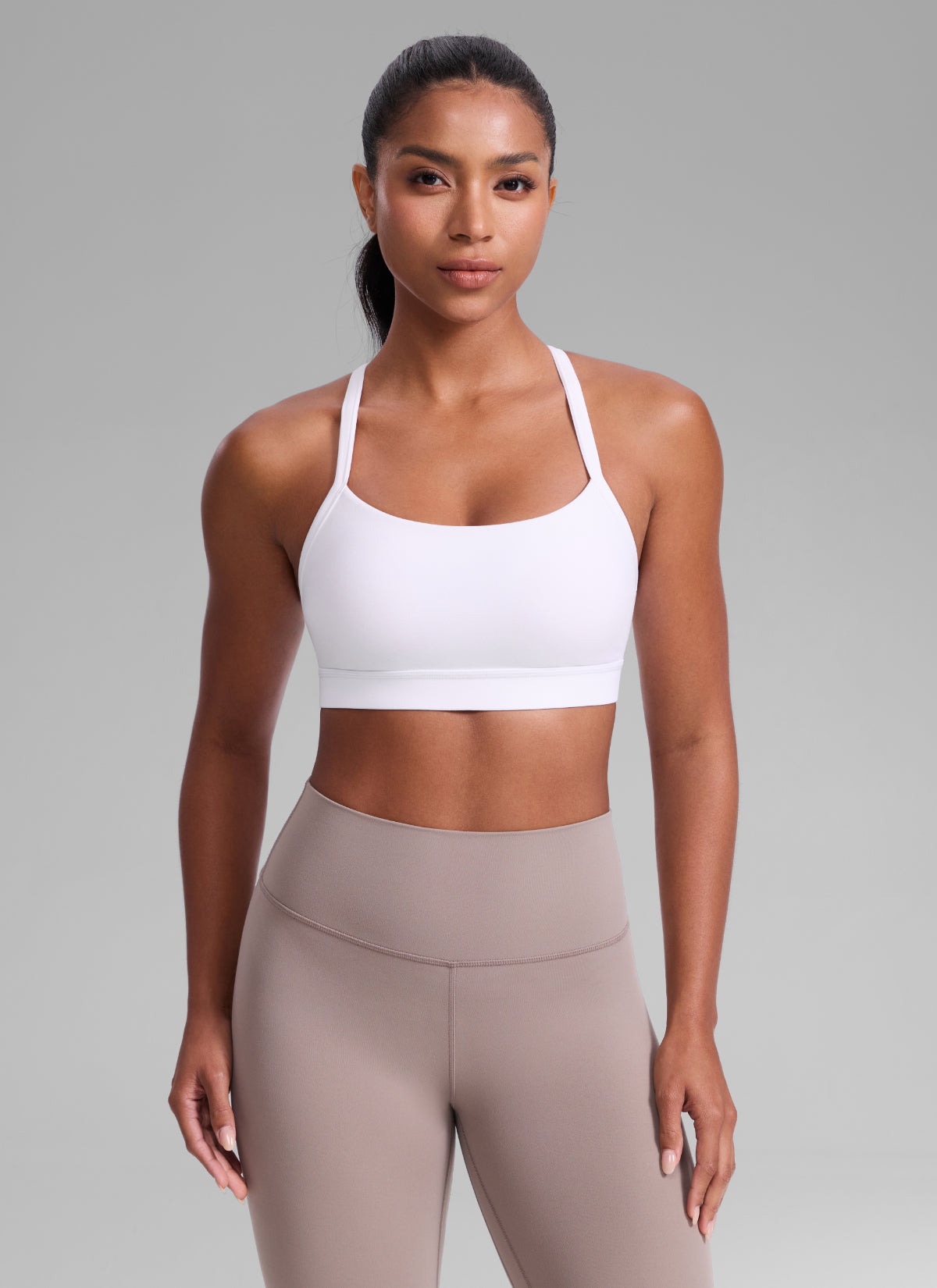 CRZ YOGA Mujer Butterlift Sujetador Deportivo Espalda Cruzada U Cuello blanco