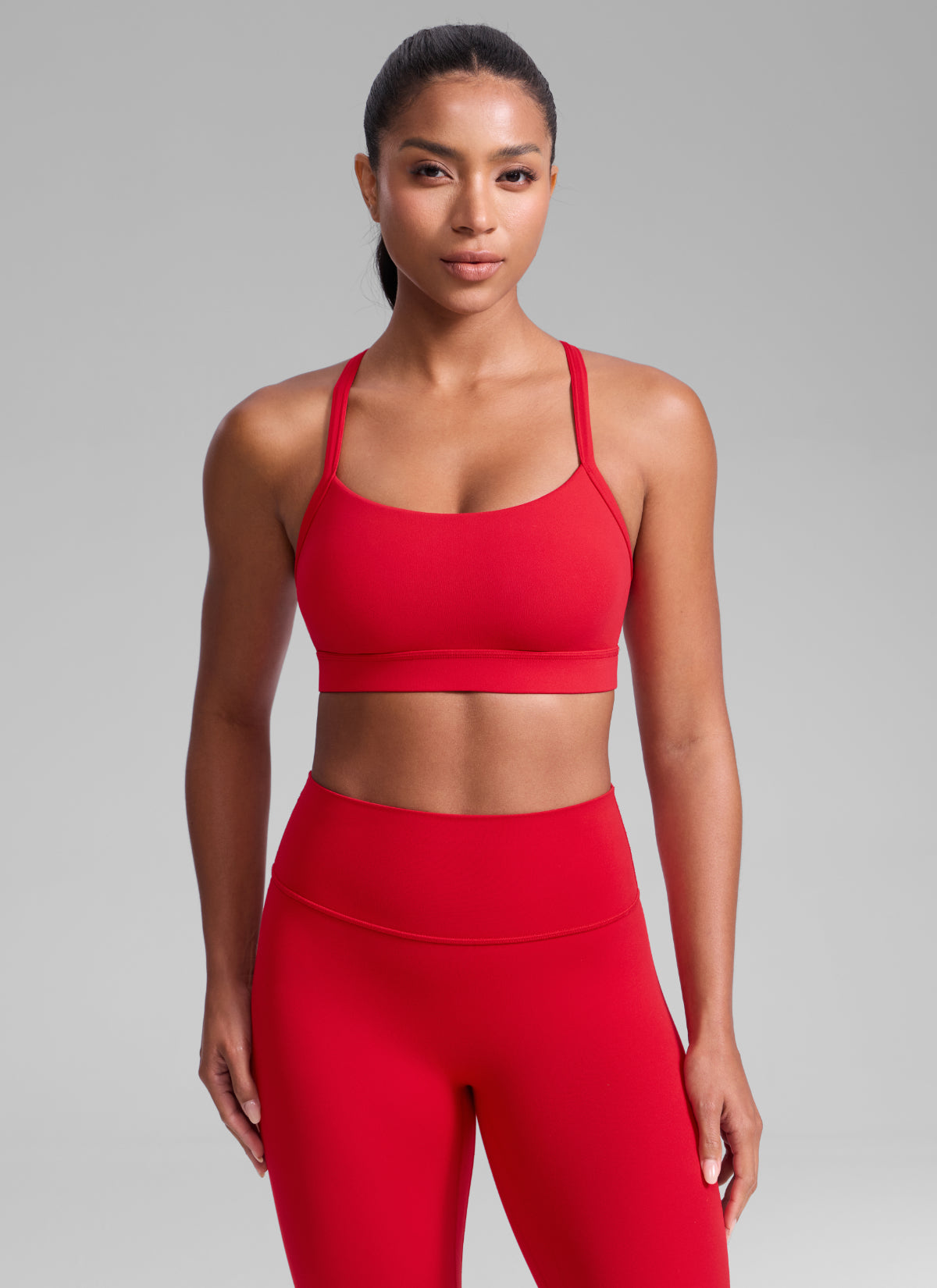 CRZ YOGA Mujer Butterlift Sujetador Deportivo Espalda Cruzada U Cuello Rojo Aurora
