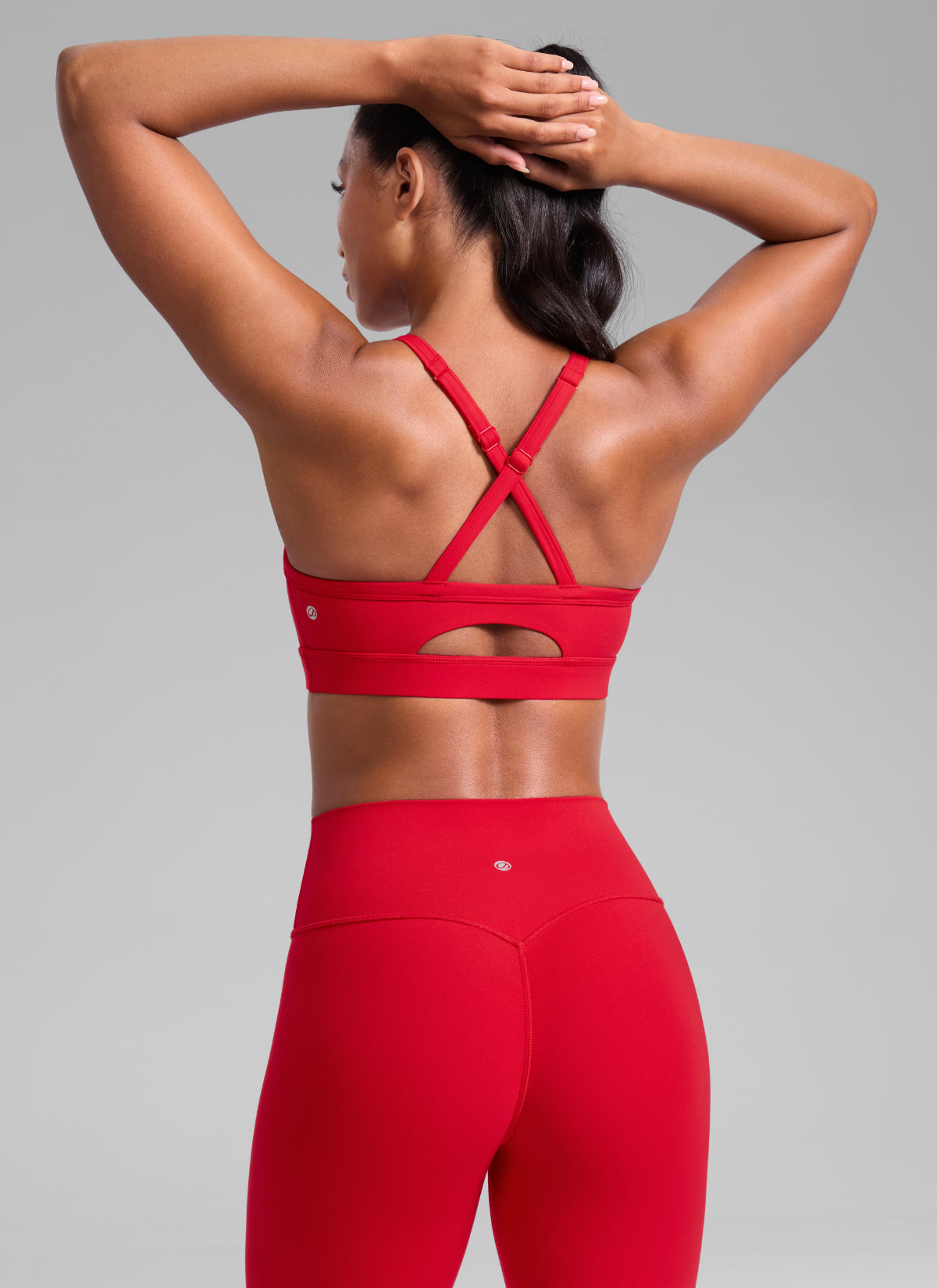 CRZ YOGA Mujer Butterlift Sujetador Deportivo Espalda Cruzada U Cuello Rojo Aurora