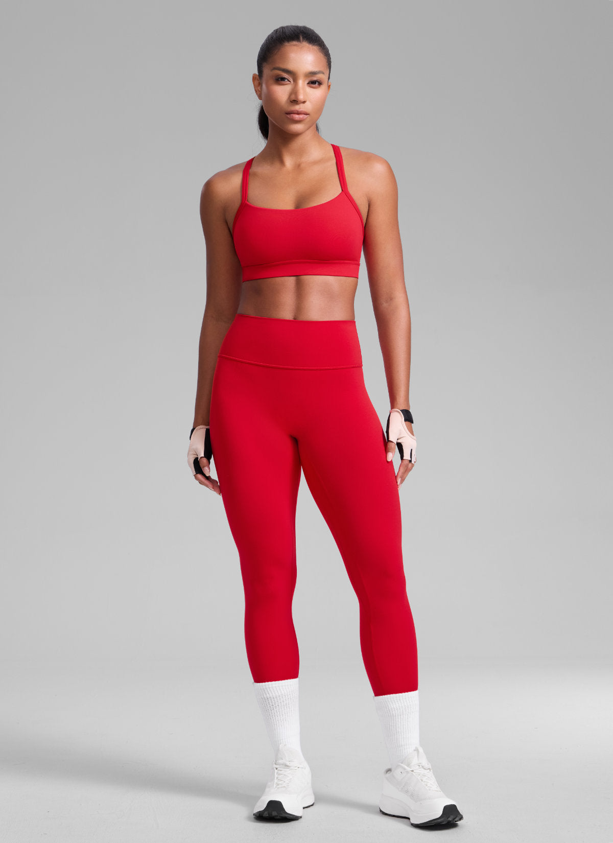 CRZ YOGA Mujer Butterlift Sujetador Deportivo Espalda Cruzada U Cuello Rojo Aurora