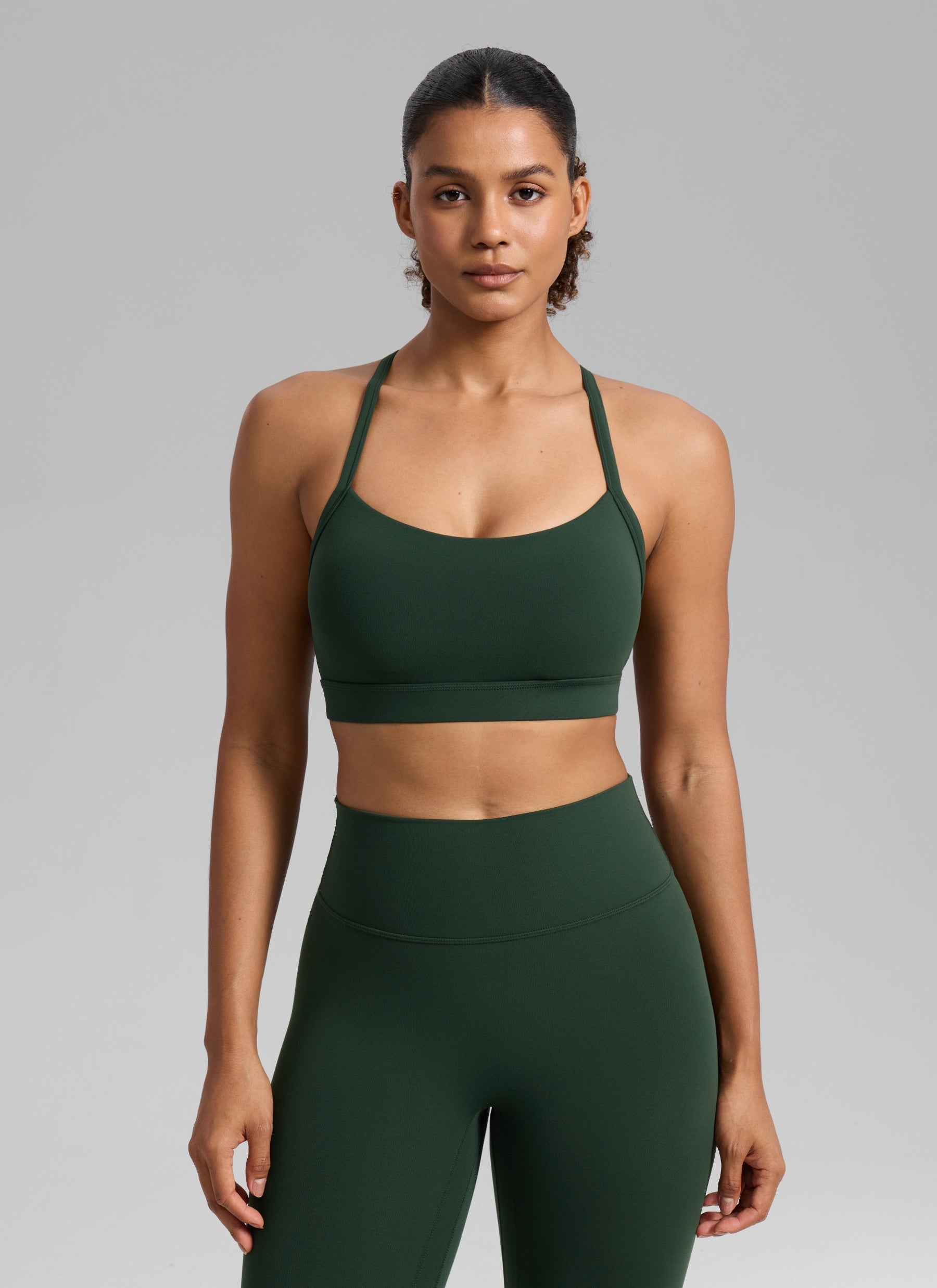 CRZ YOGA Mujer Butterlift Sujetador Deportivo Espalda Cruzada U Cuello Leyenda Verde