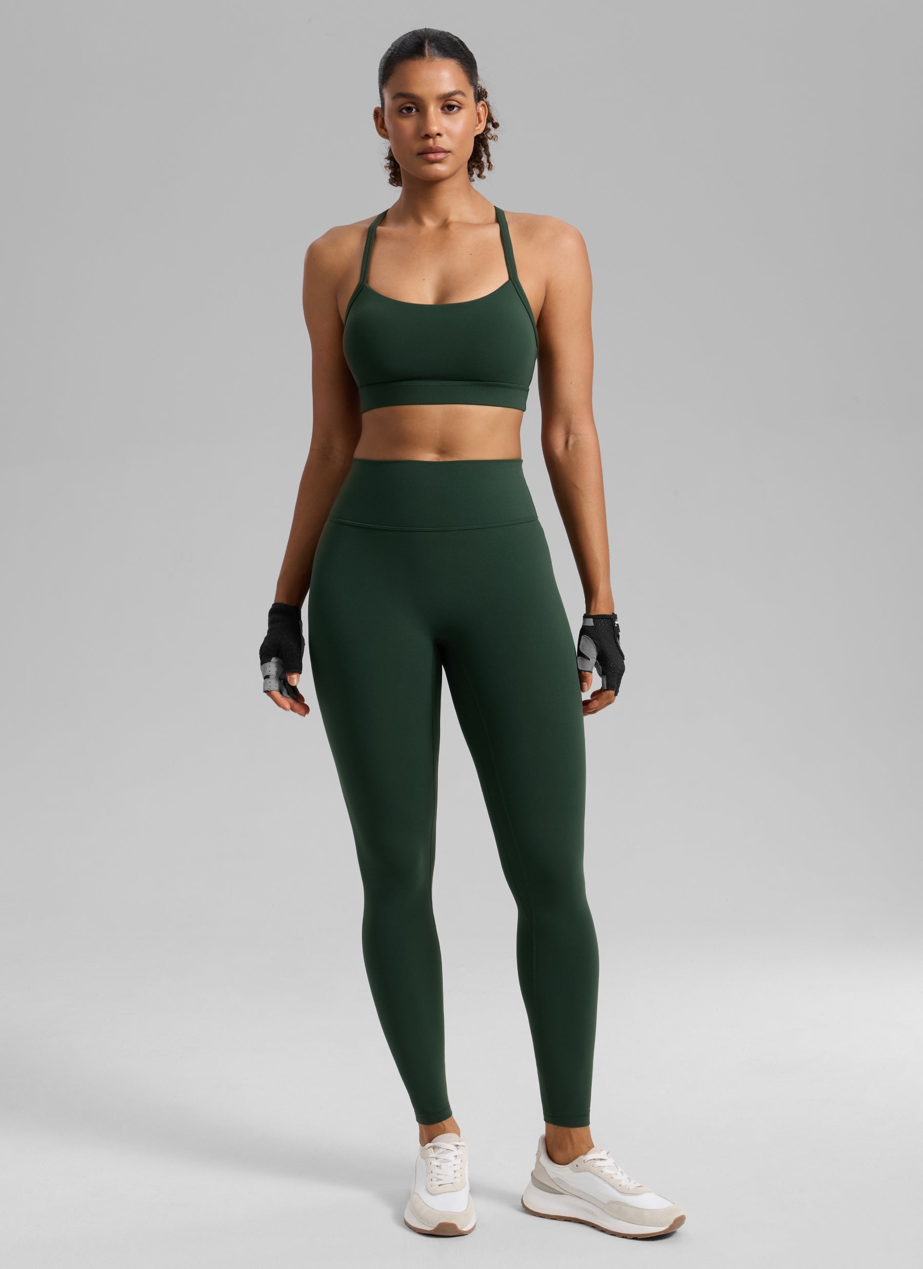 CRZ YOGA Mujer Butterlift Sujetador Deportivo Espalda Cruzada U Cuello Leyenda Verde