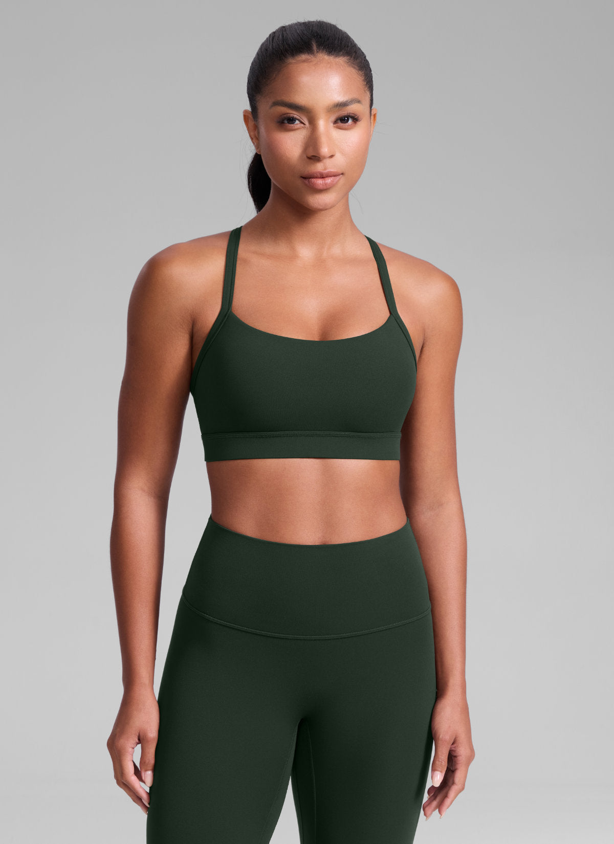 CRZ YOGA Mujer Butterlift Sujetador Deportivo Espalda Cruzada U Cuello Leyenda Verde