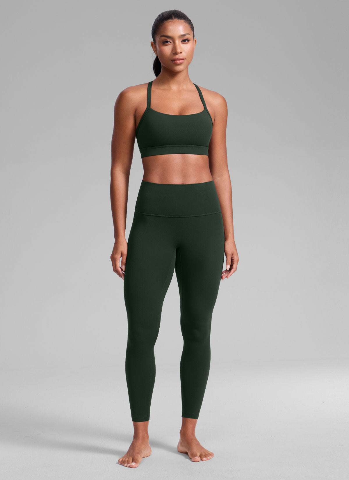 CRZ YOGA Mujer Butterlift Sujetador Deportivo Espalda Cruzada U Cuello Leyenda Verde