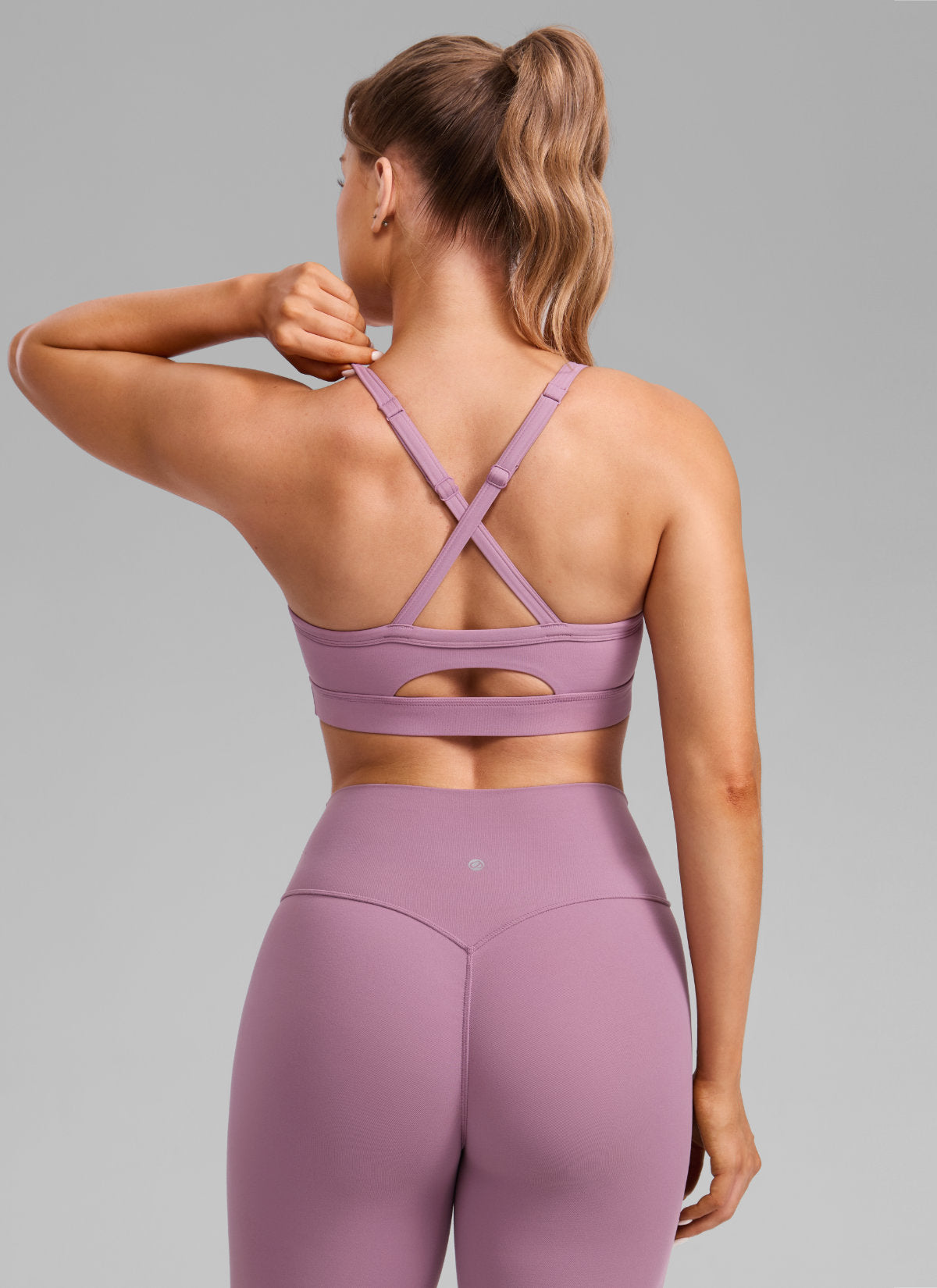 CRZ YOGA Mujer Butterlift Sujetador Deportivo Espalda Cruzada U Cuello Lavanda claro