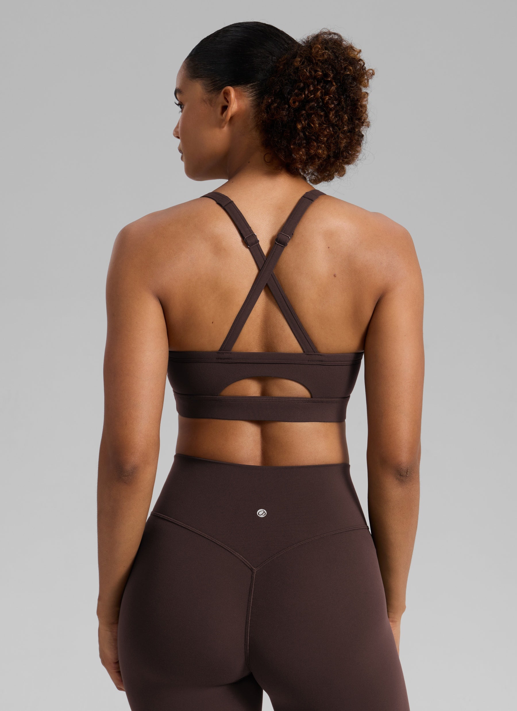 CRZ YOGA Mujer Butterlift Sujetador Deportivo Espalda Cruzada U Cuello Marrón Fudge Caliente