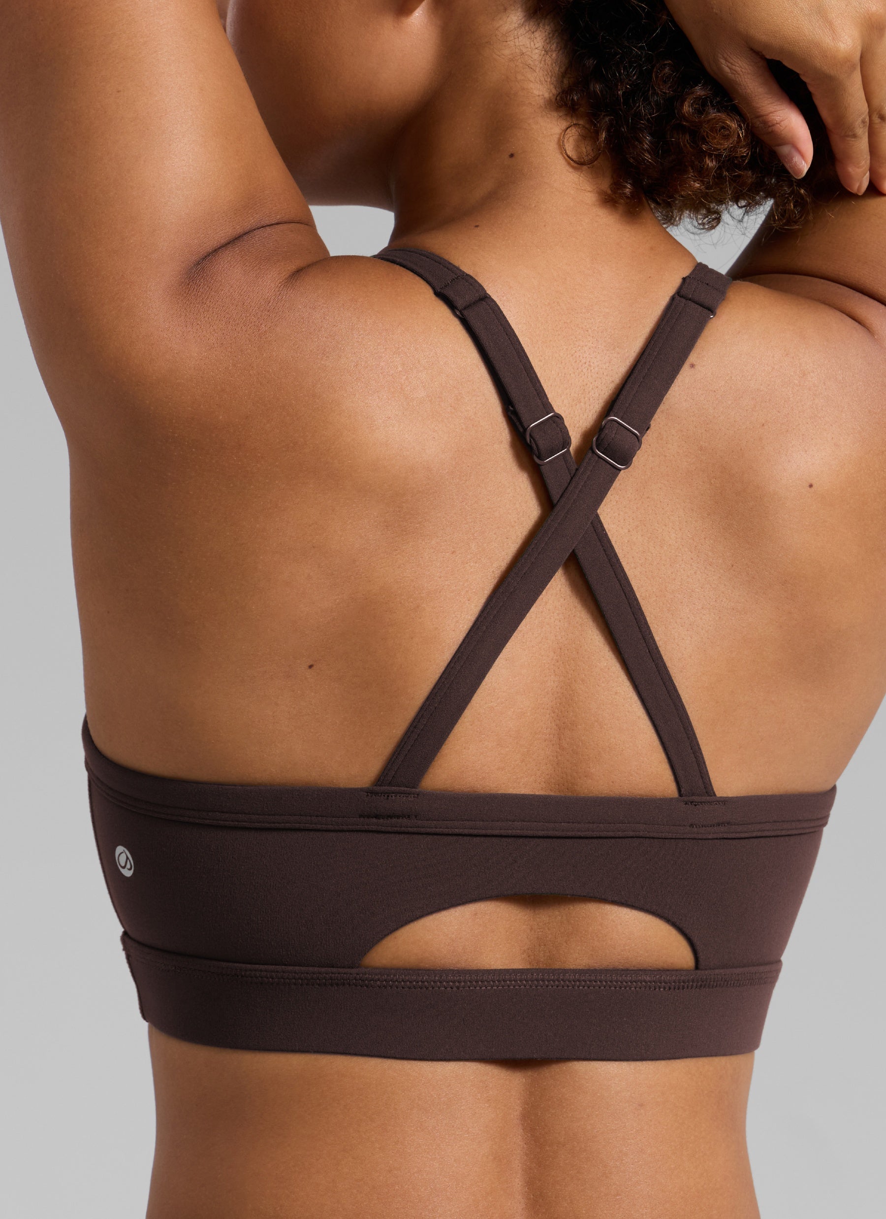 CRZ YOGA Mujer Butterlift Sujetador Deportivo Espalda Cruzada U Cuello Marrón Fudge Caliente