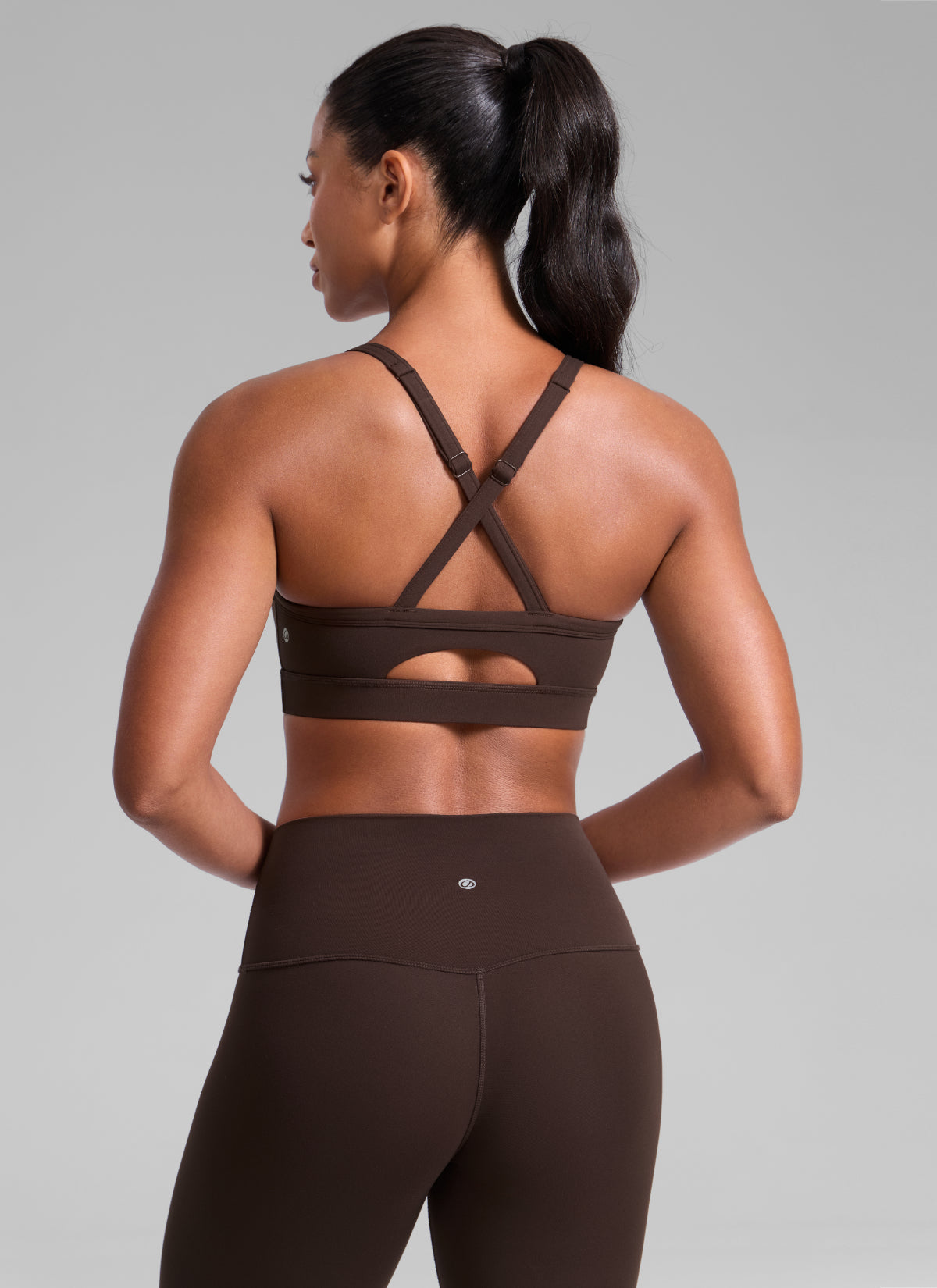 CRZ YOGA Mujer Butterlift Sujetador Deportivo Espalda Cruzada U Cuello Marrón Fudge Caliente