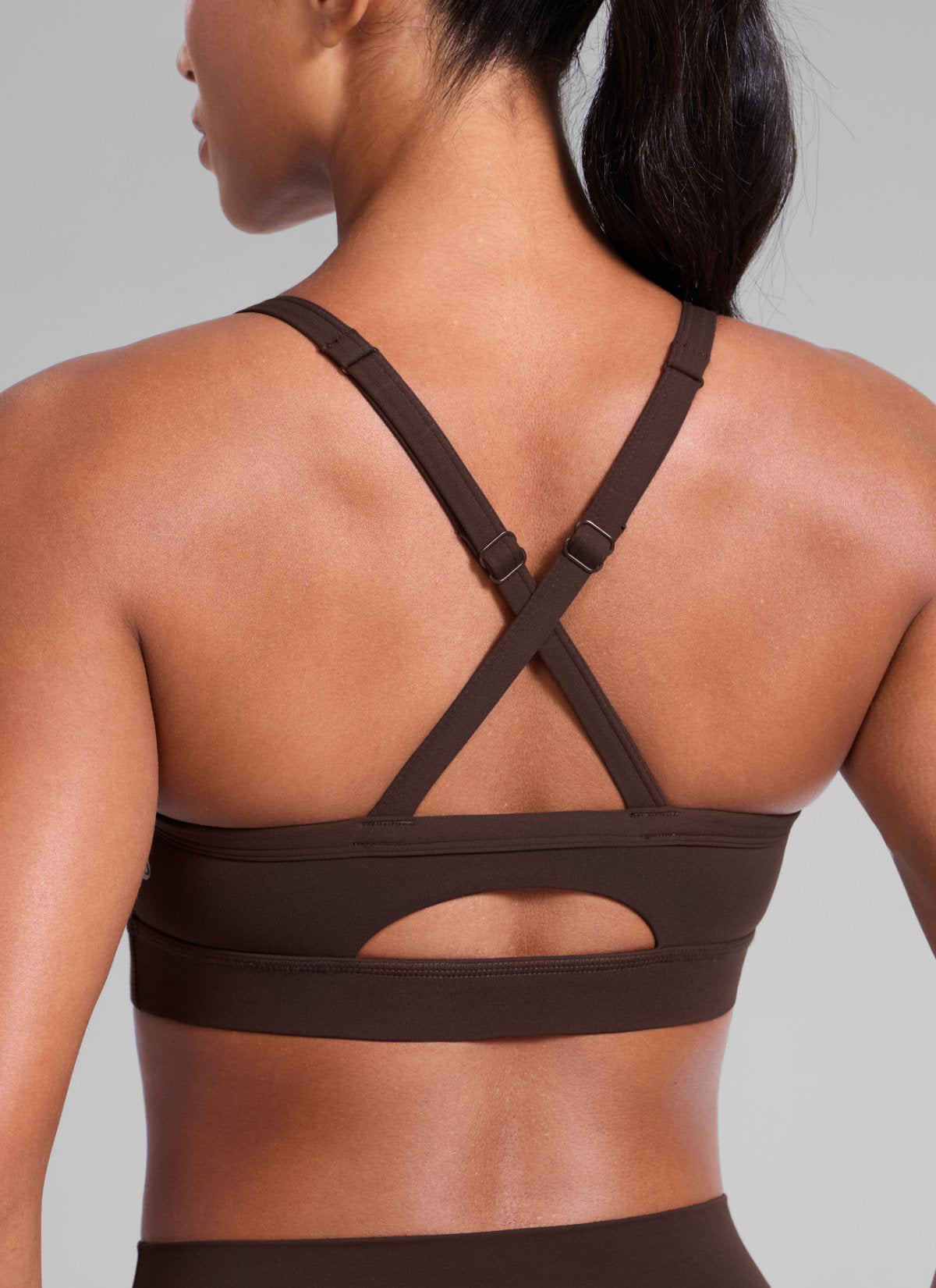 CRZ YOGA Mujer Butterlift Sujetador Deportivo Espalda Cruzada U Cuello Marrón Fudge Caliente