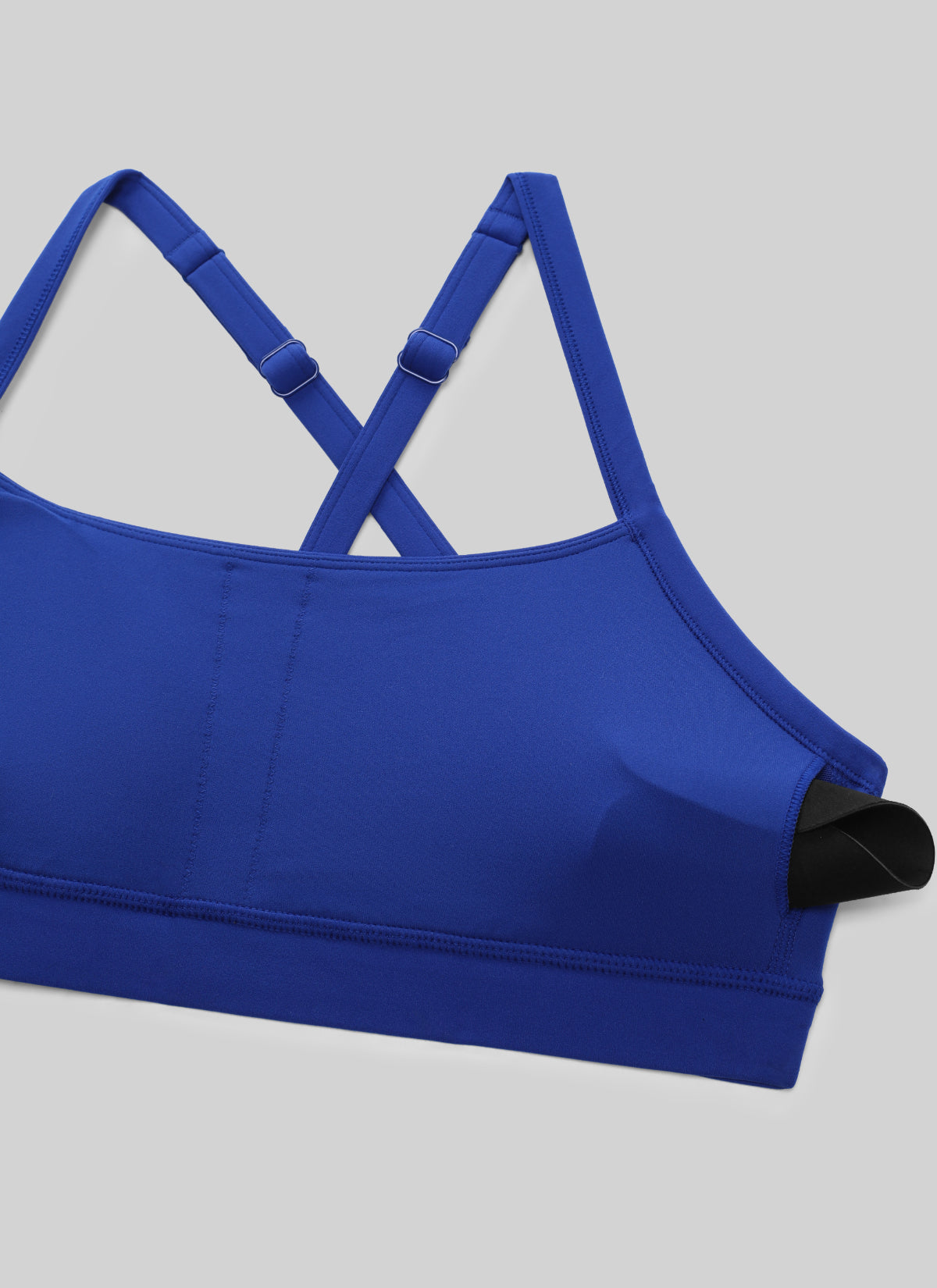 CRZ YOGA Mujer Butterlift Sujetador Deportivo Espalda Cruzada U Cuello Azul Ondulante