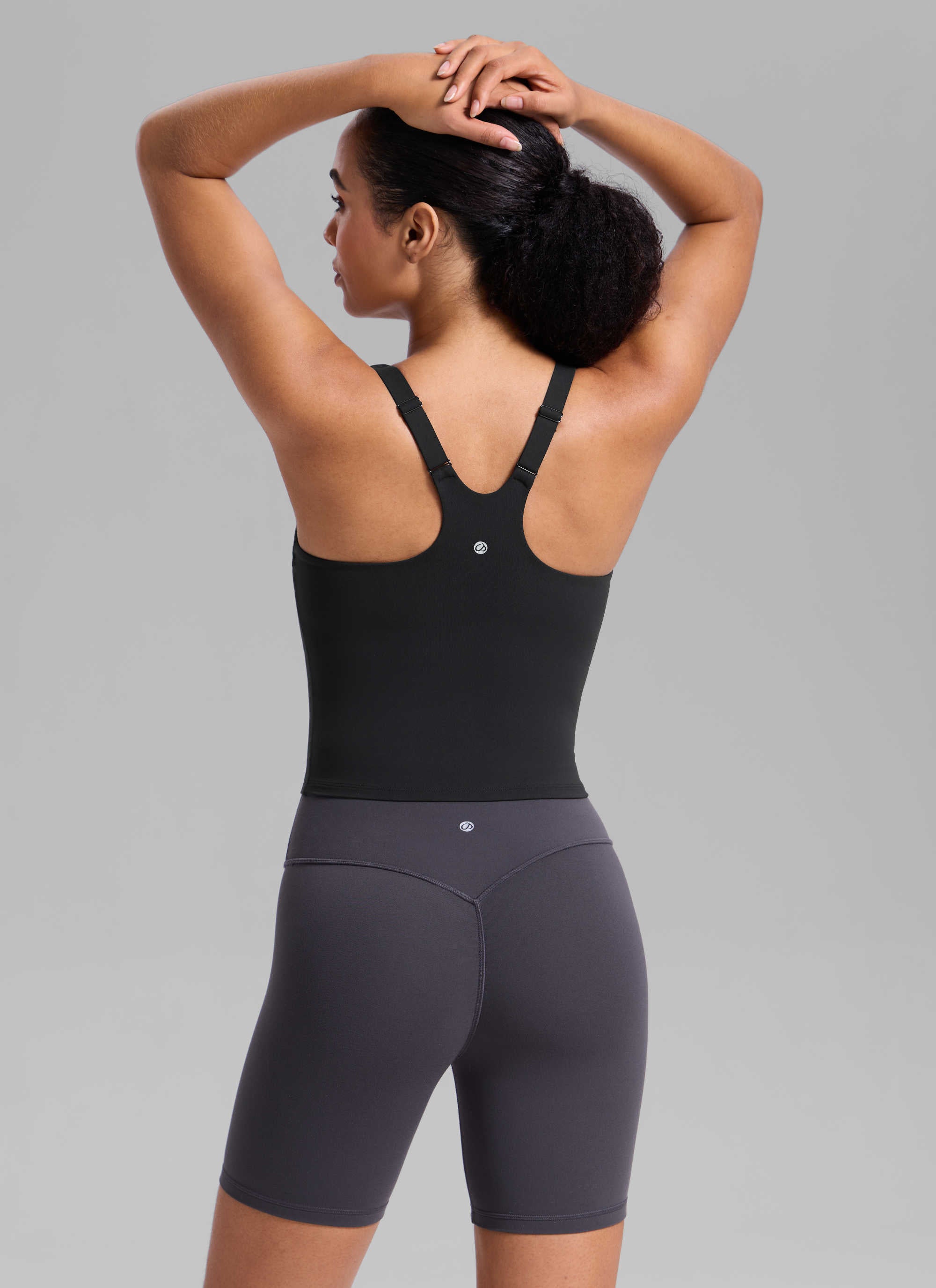 CRZ YOGA Mujer Sujetador Deportivo con Cuello en V y Espalda en U Negro
