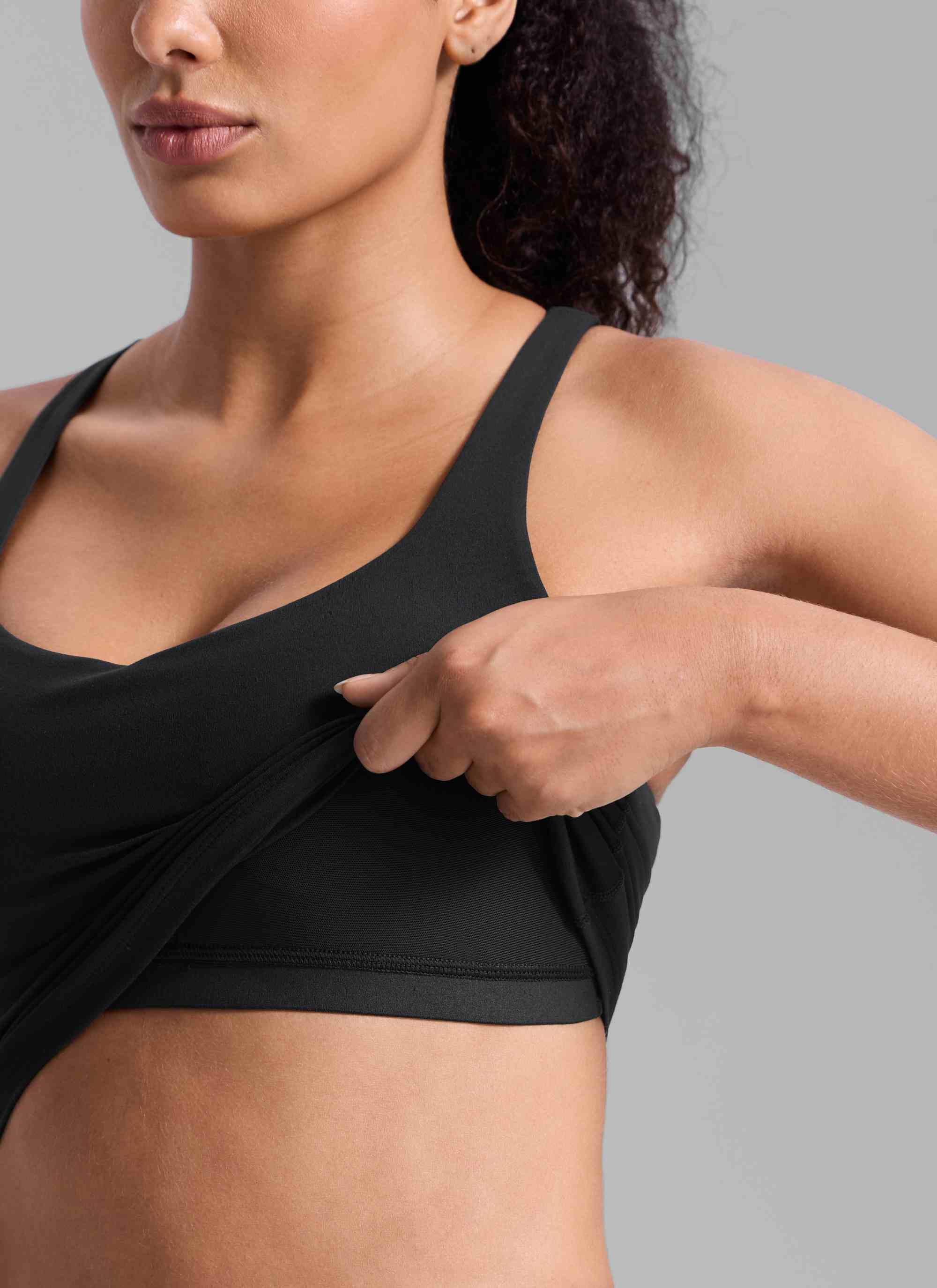CRZ YOGA Mujer Sujetador Deportivo con Cuello en V y Espalda en U Negro