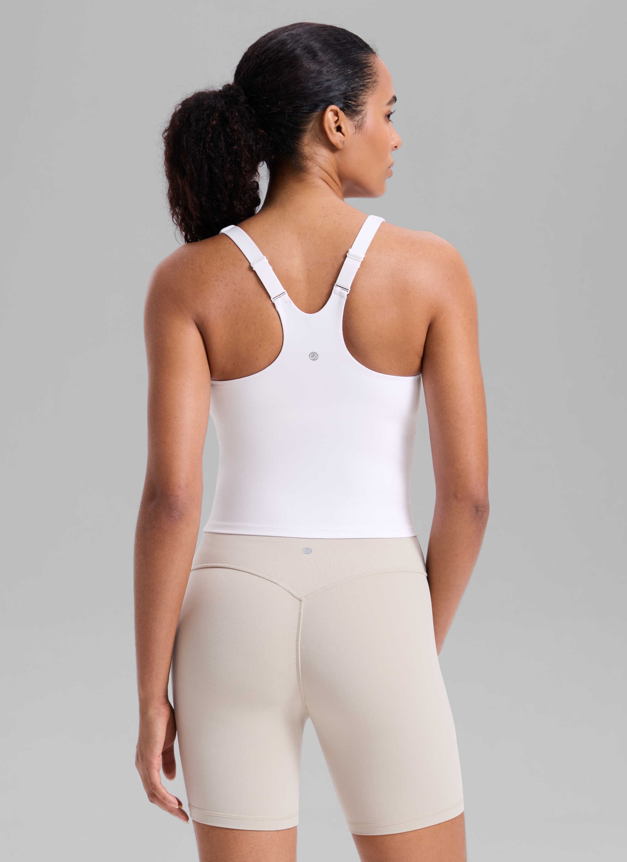 CRZ YOGA Mujer Sujetador Deportivo con Cuello en V y Espalda en U blanco