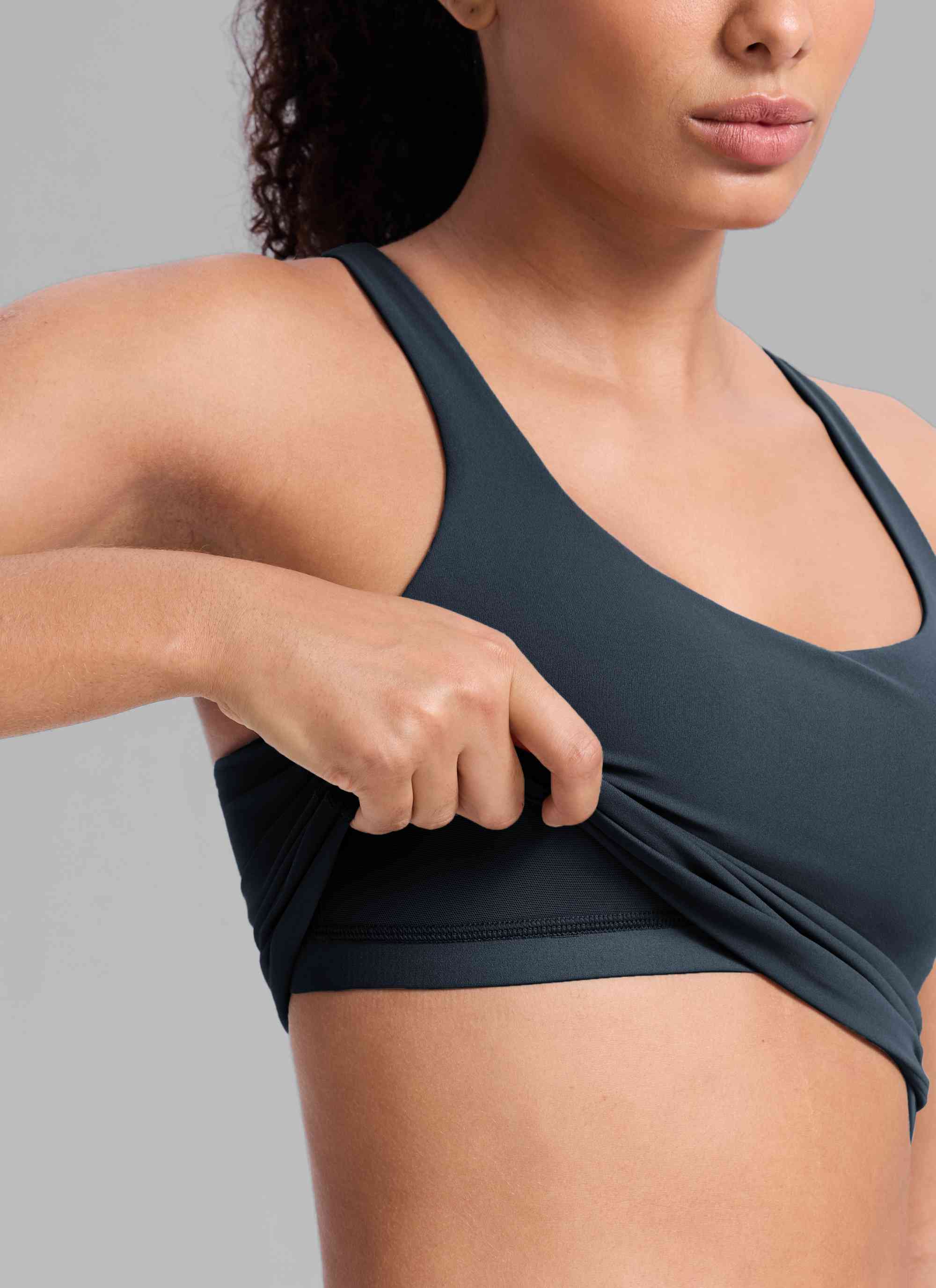 CRZ YOGA Mujer Sujetador Deportivo con Cuello en V y Espalda en U True Navy