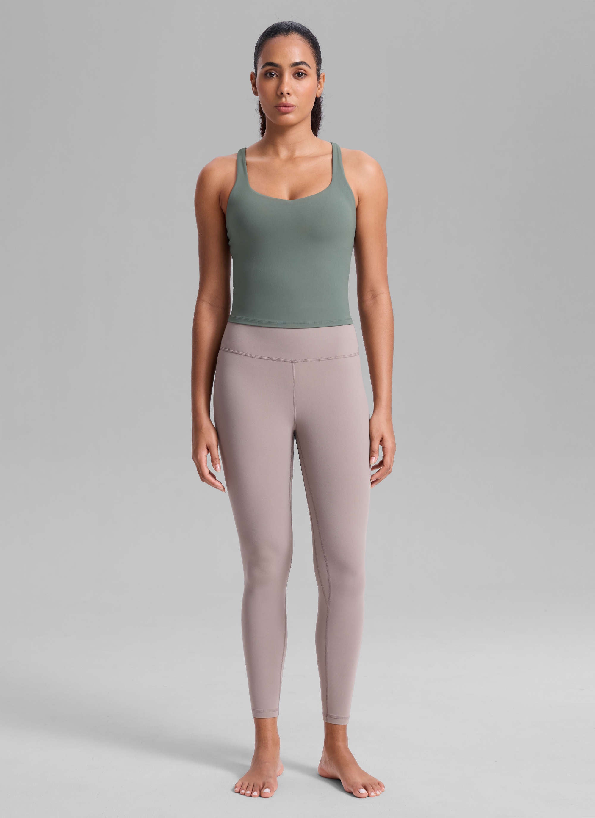 CRZ YOGA Mujer Sujetador Deportivo con Cuello en V y Espalda en U Salvia gris