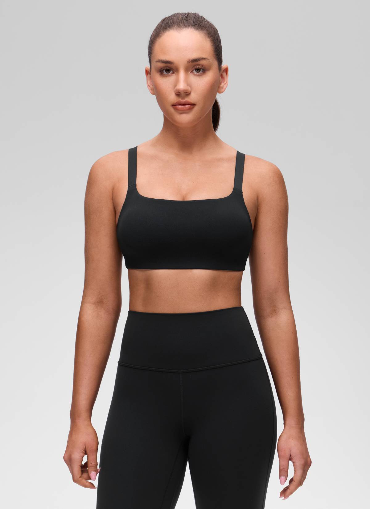 CRZ YOGA Mujer Sujetador Deportivo Escote en U y Espalda Cuadrada Negro