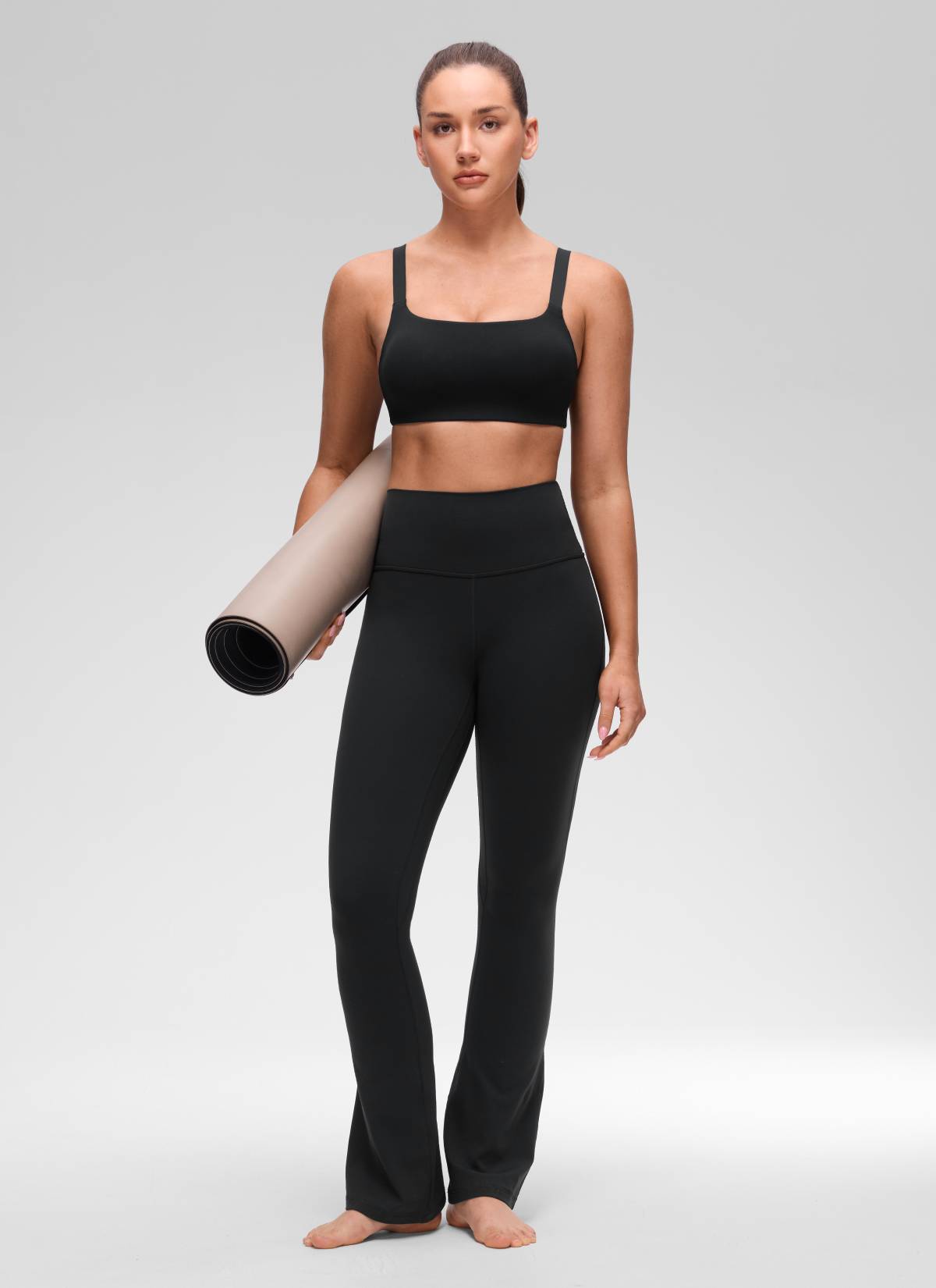 CRZ YOGA Mujer Sujetador Deportivo Escote en U y Espalda Cuadrada Negro