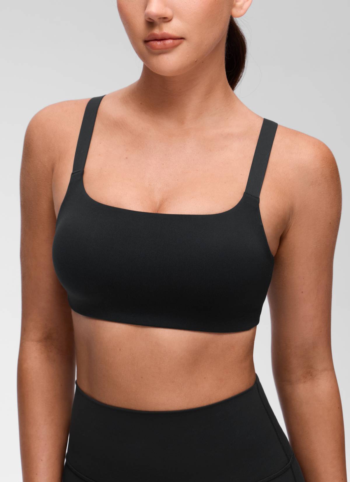 CRZ YOGA Mujer Sujetador Deportivo Escote en U y Espalda Cuadrada Negro