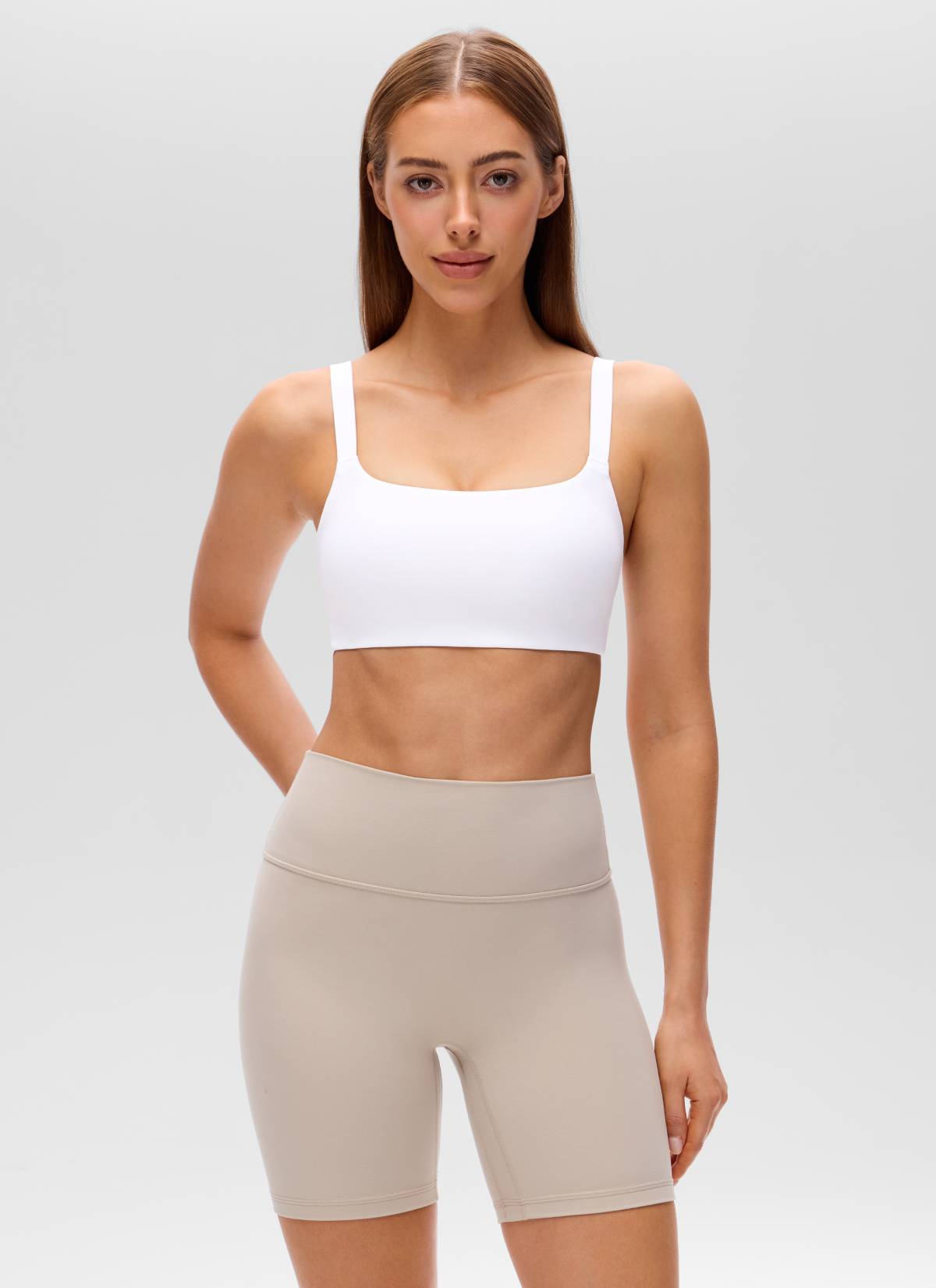 CRZ YOGA Mujer Sujetador Deportivo Escote en U y Espalda Cuadrada blanco