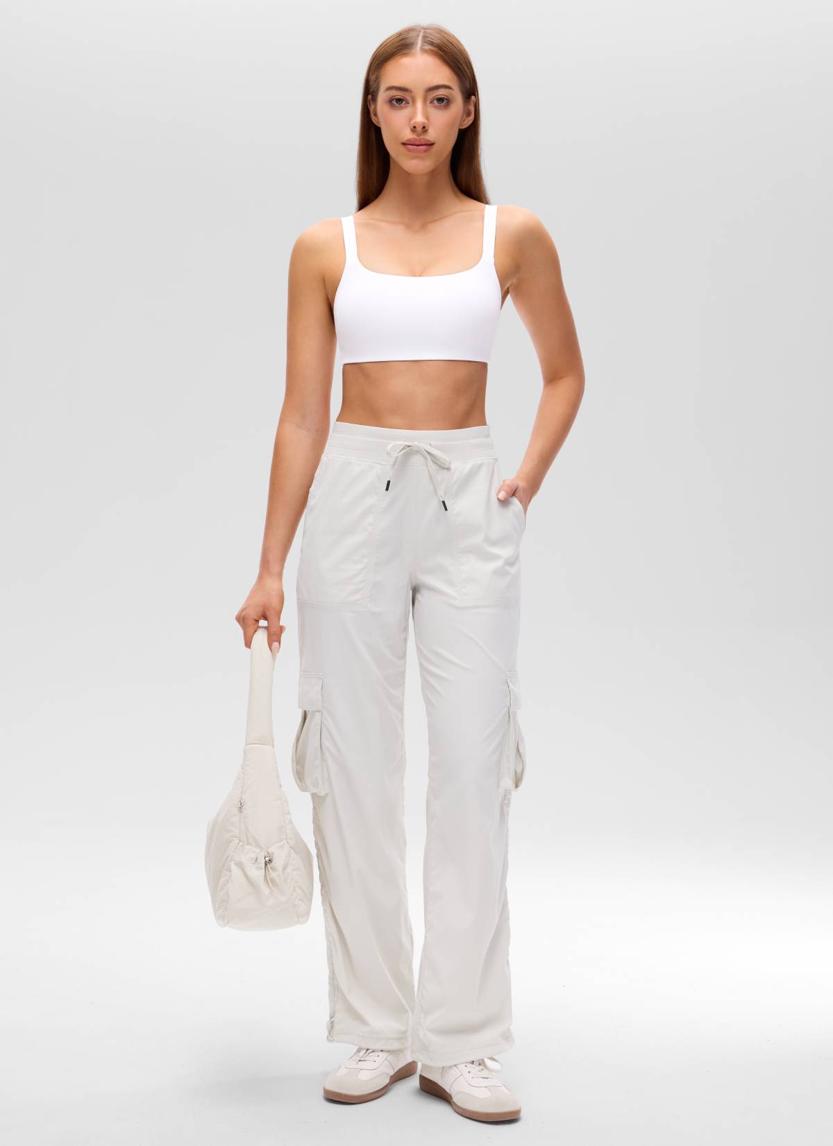 CRZ YOGA Mujer Sujetador Deportivo Escote en U y Espalda Cuadrada blanco