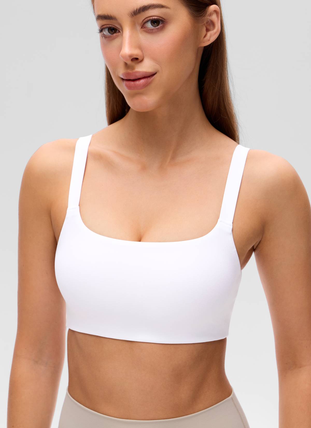 CRZ YOGA Mujer Sujetador Deportivo Escote en U y Espalda Cuadrada blanco