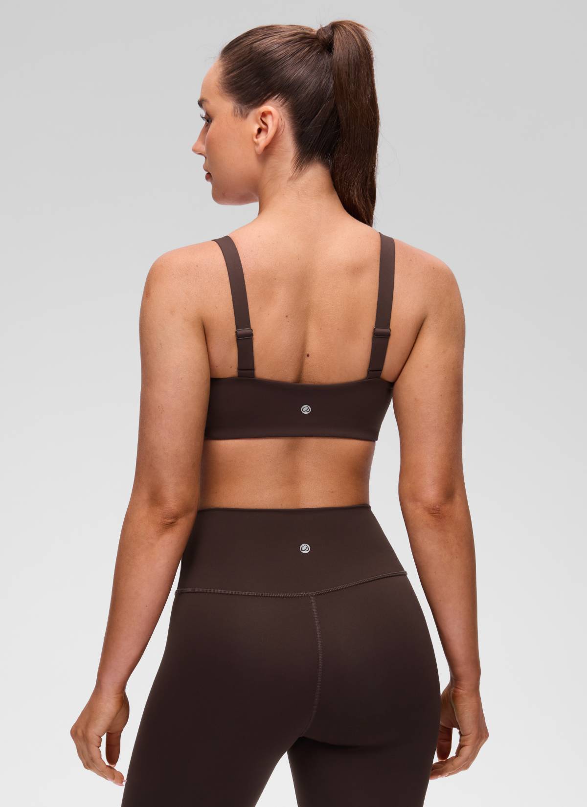 CRZ YOGA Mujer Sujetador Deportivo Escote en U y Espalda Cuadrada Marrón Fudge Caliente