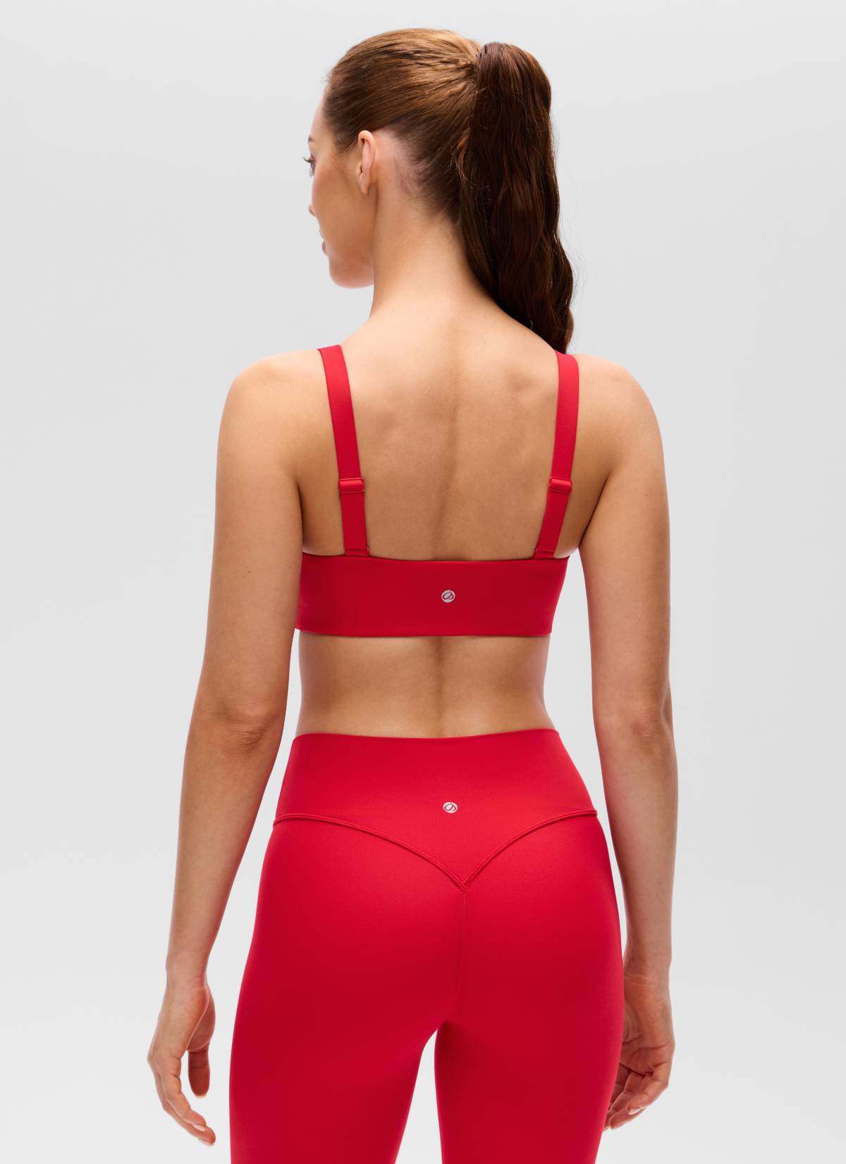 CRZ YOGA Mujer Sujetador Deportivo Escote en U y Espalda Cuadrada Rojo Aurora