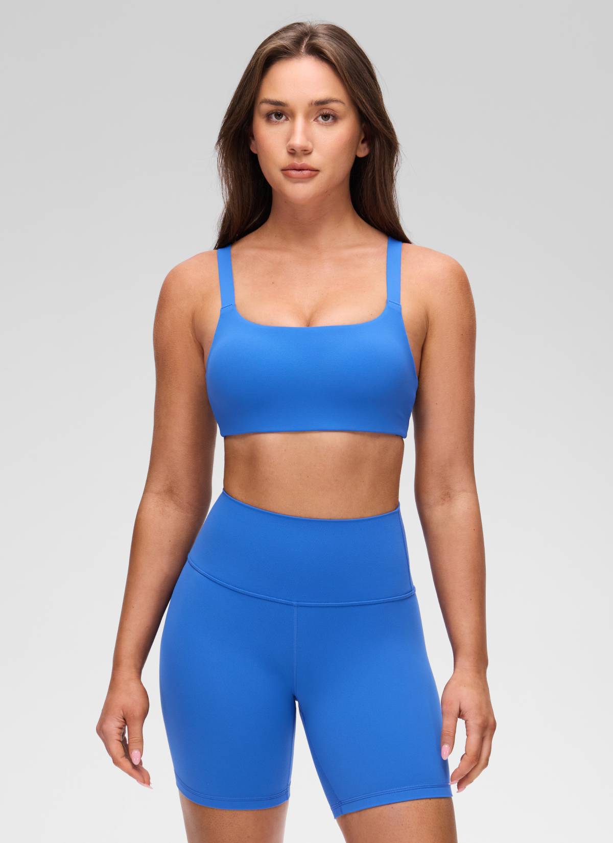 CRZ YOGA Mujer Sujetador Deportivo Escote en U y Espalda Cuadrada Azul Destello
