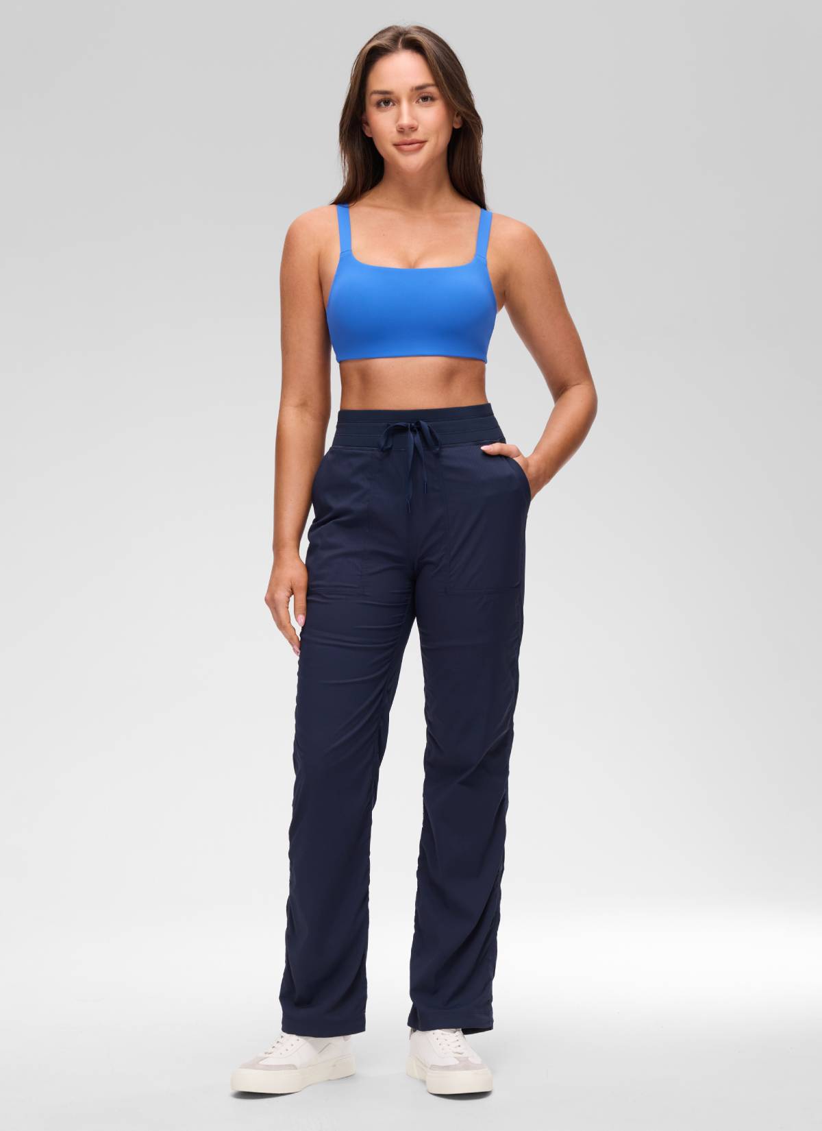 CRZ YOGA Mujer Sujetador Deportivo Escote en U y Espalda Cuadrada Azul Destello