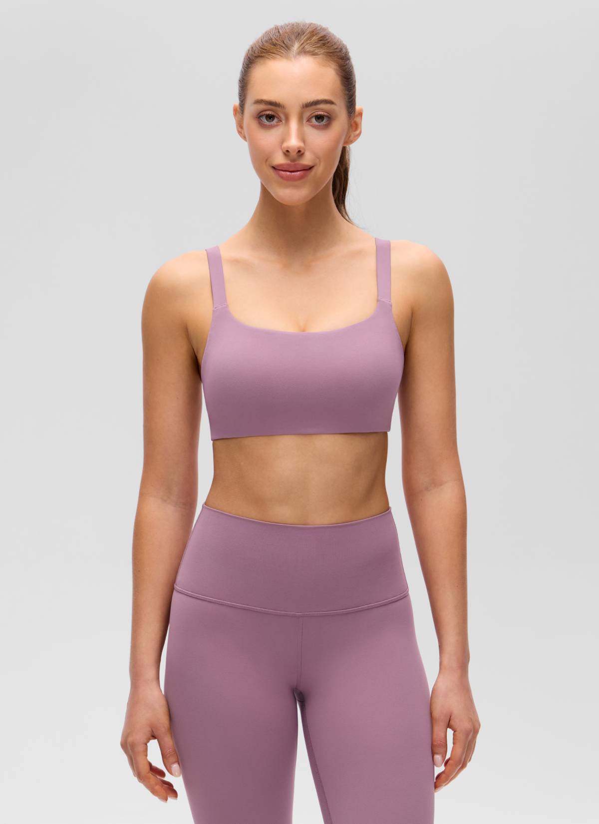 CRZ YOGA Mujer Sujetador Deportivo Escote en U y Espalda Cuadrada Lavanda claro