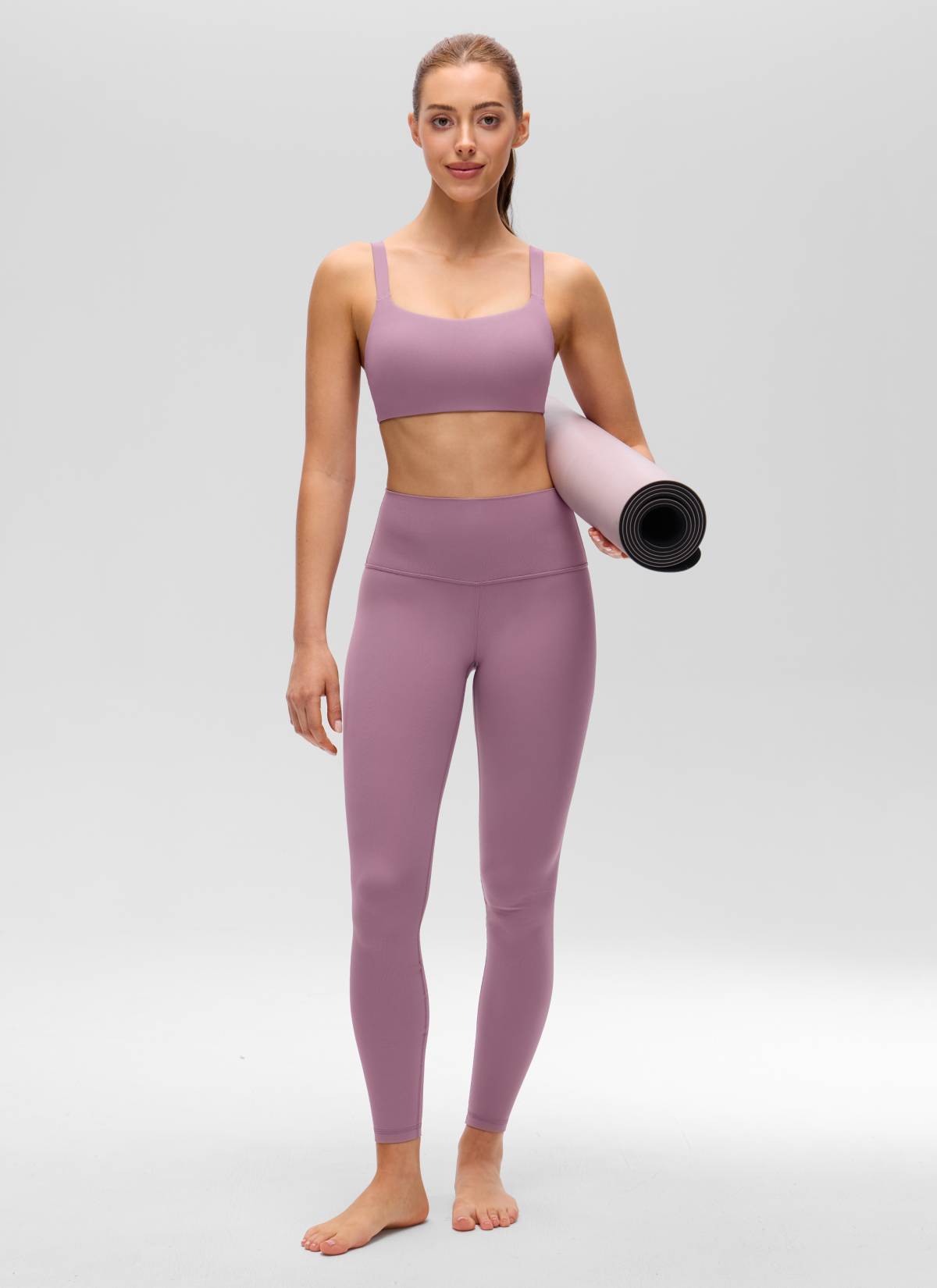 CRZ YOGA Mujer Sujetador Deportivo Escote en U y Espalda Cuadrada Lavanda claro