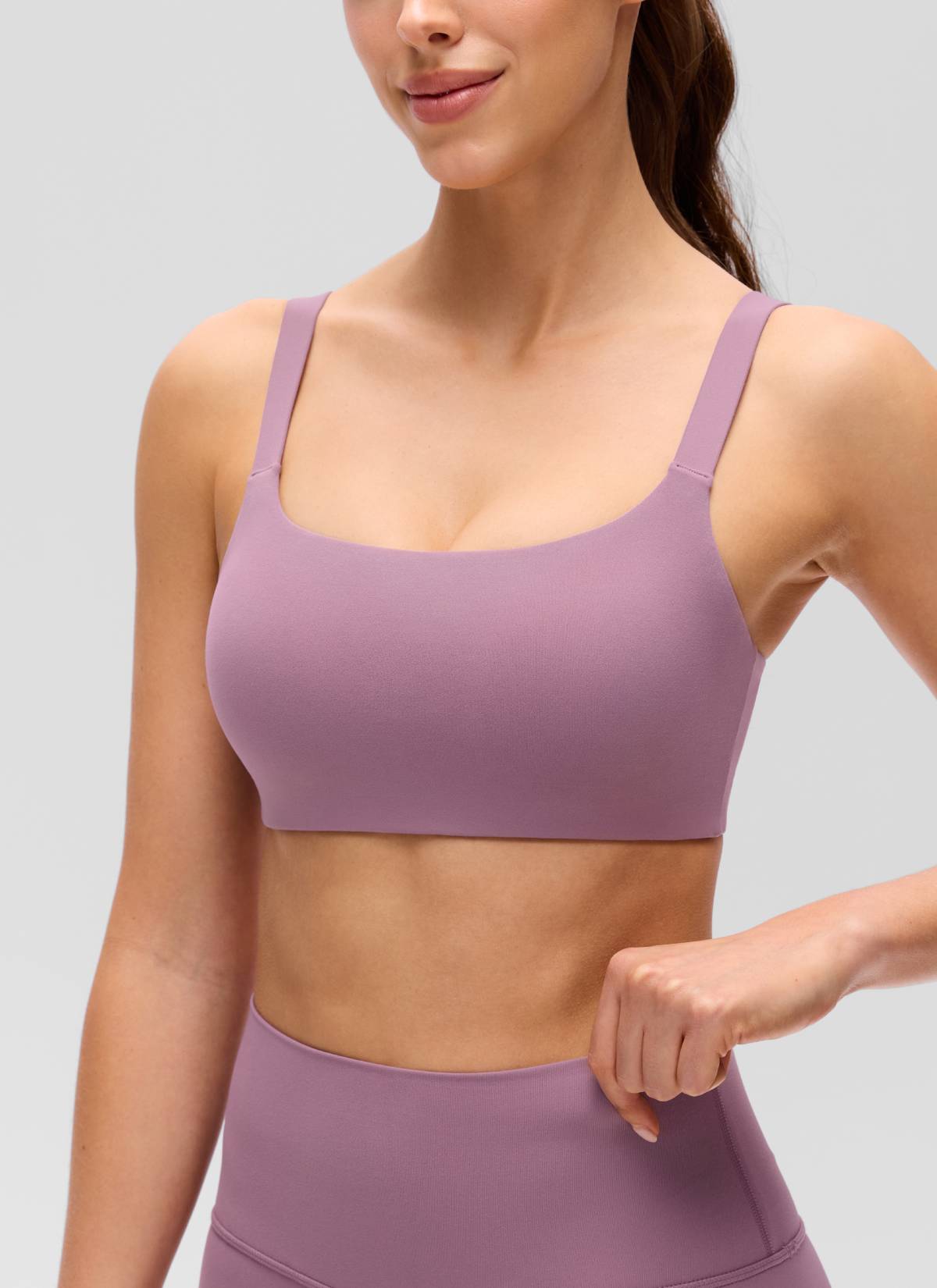 CRZ YOGA Mujer Sujetador Deportivo Escote en U y Espalda Cuadrada Lavanda claro