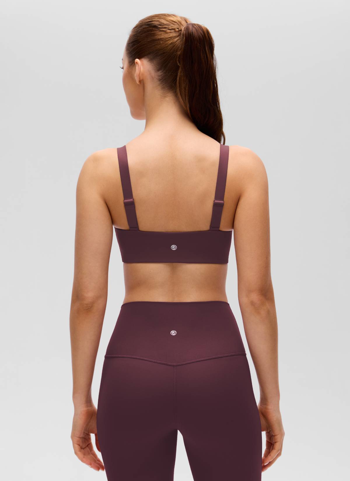 CRZ YOGA Mujer Sujetador Deportivo Escote en U y Espalda Cuadrada Ciruela madura
